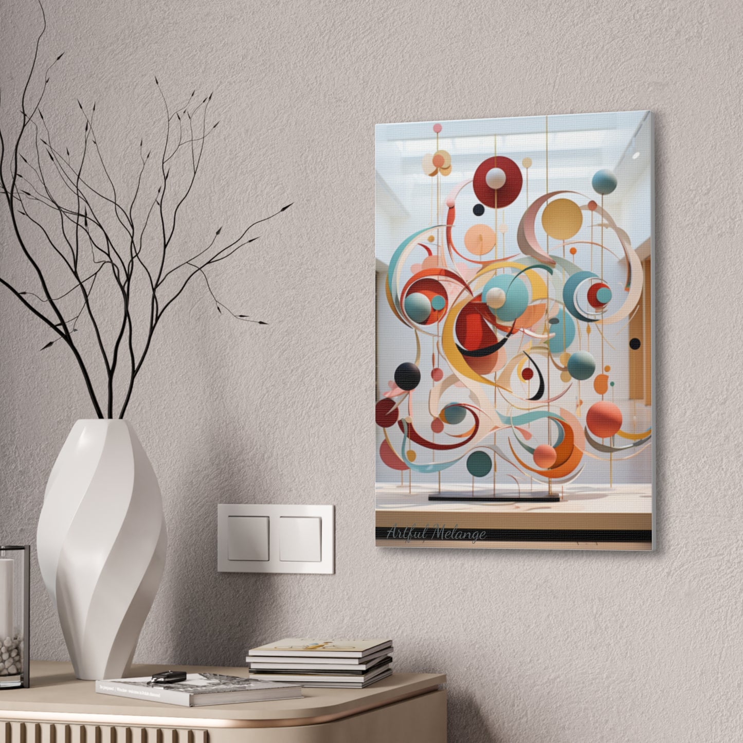 Harmony in Cyan and Peach- Graphic Print