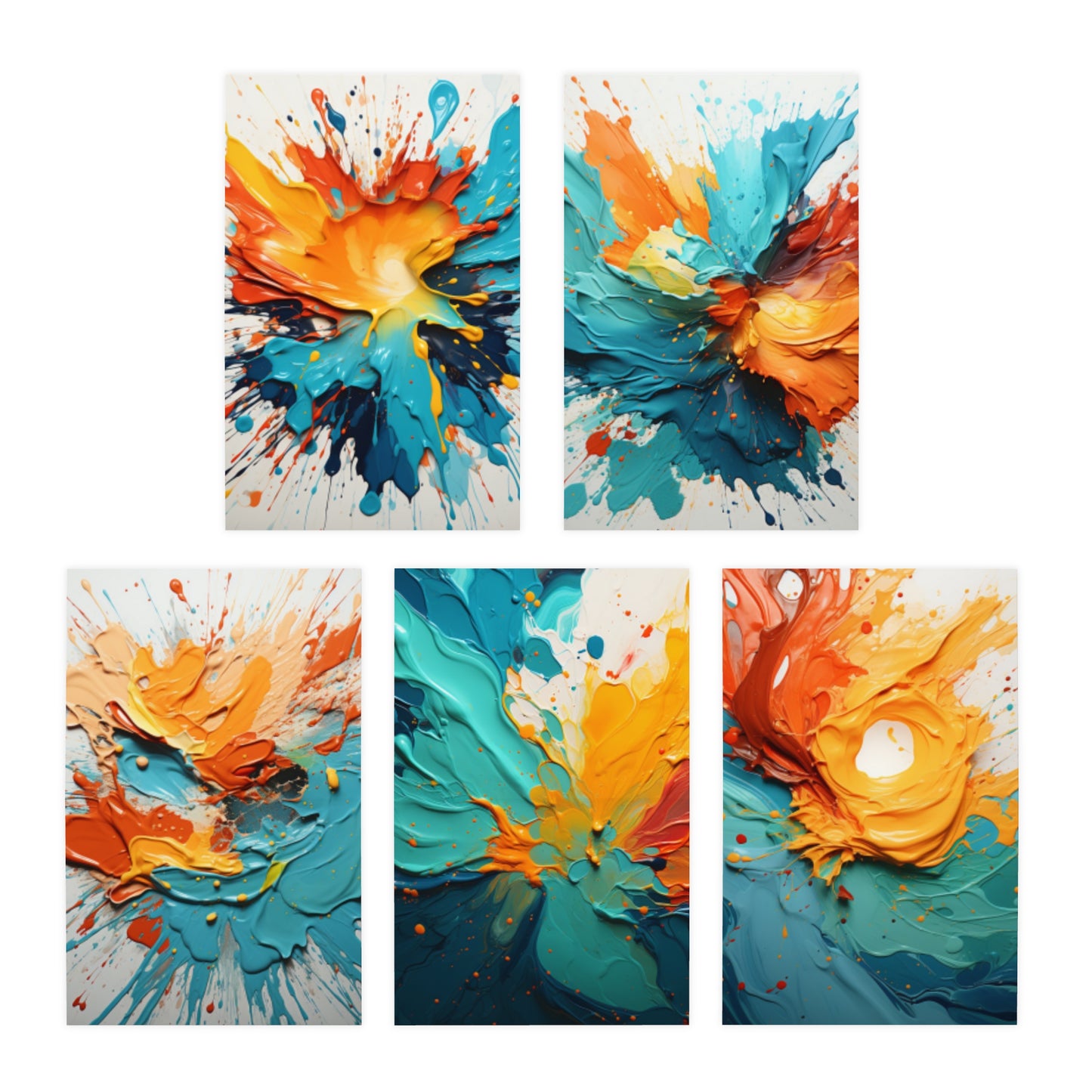 Elegance in Ink: Abstract Art Note Card Set(5-Pack)
