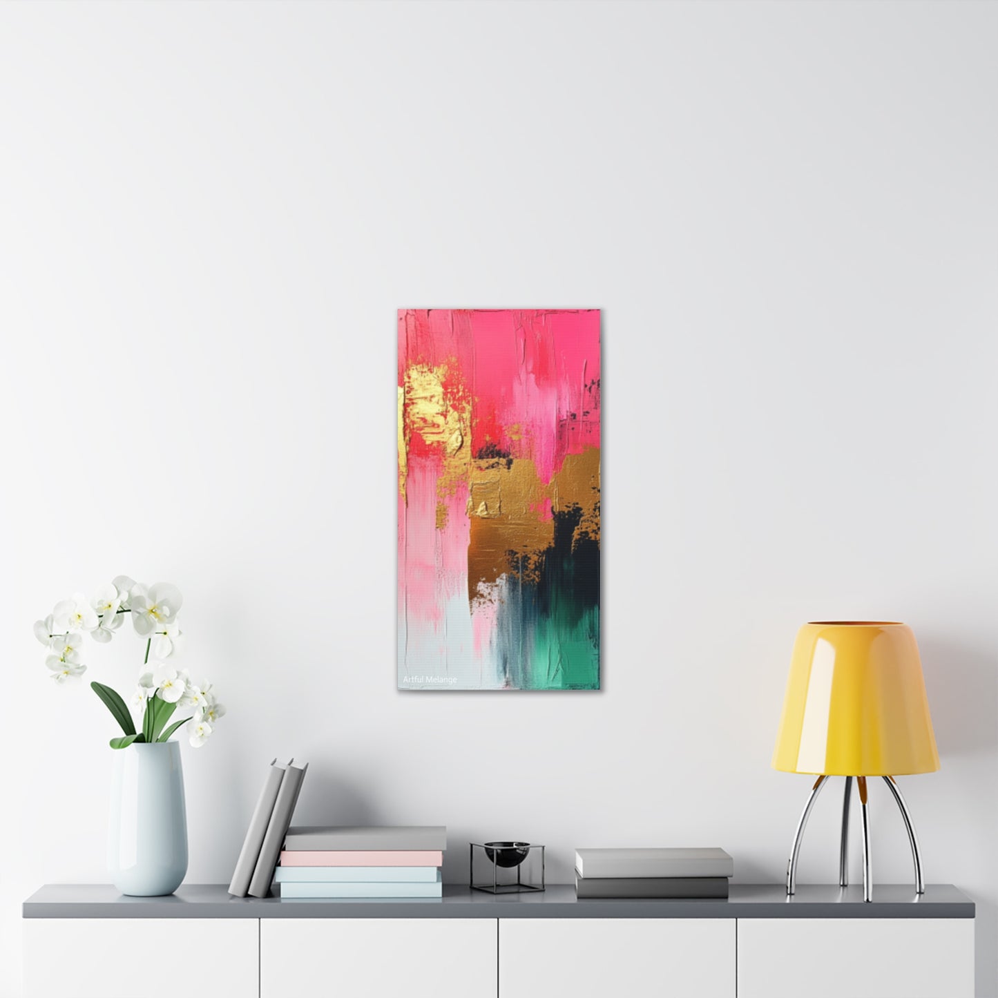 Acrylic Abstract Canvas Print - Homage to the Divine Nine/Pink Green Black and Gold 4