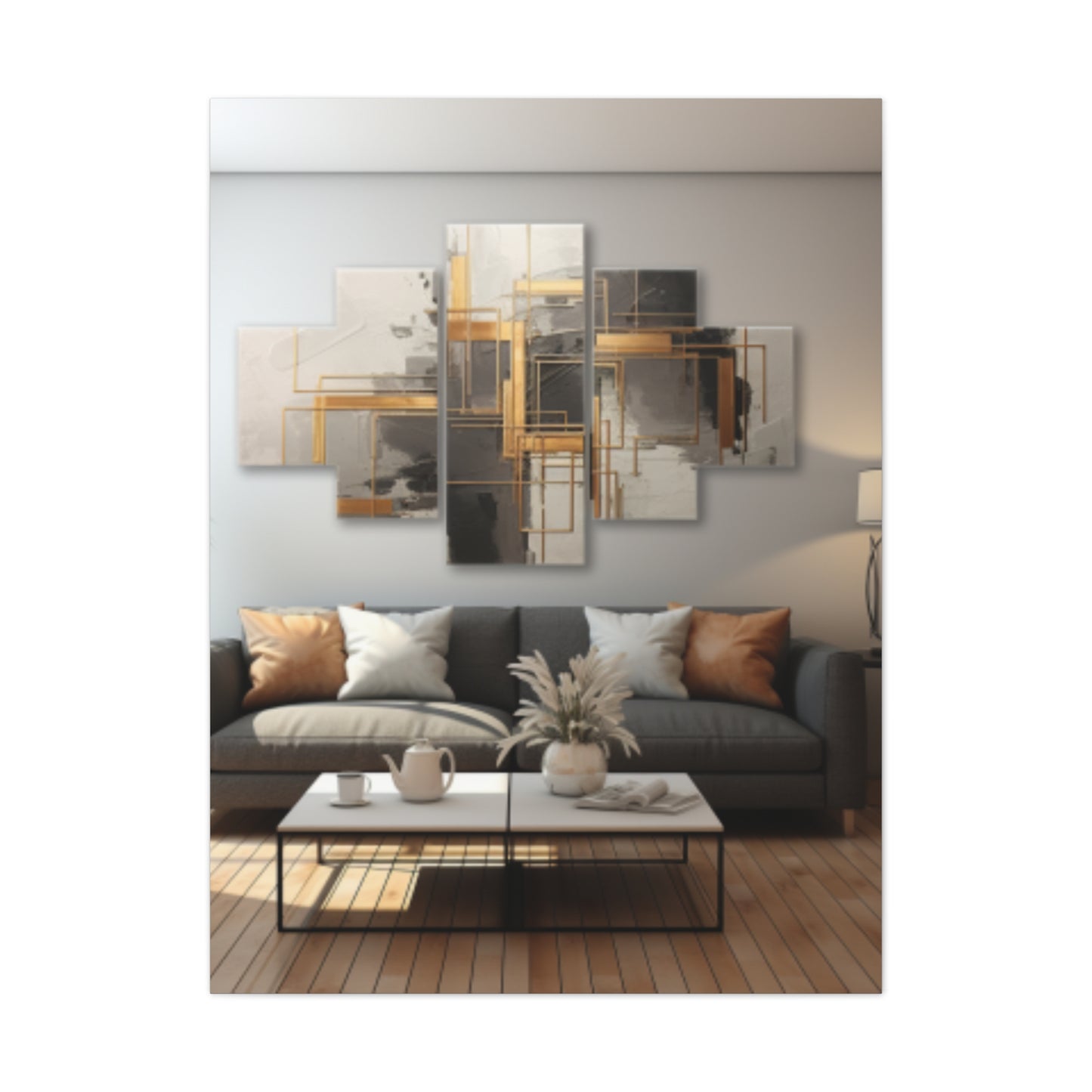 Gold and Black Elegance: A Symphony of Sophistication Canvas Print
