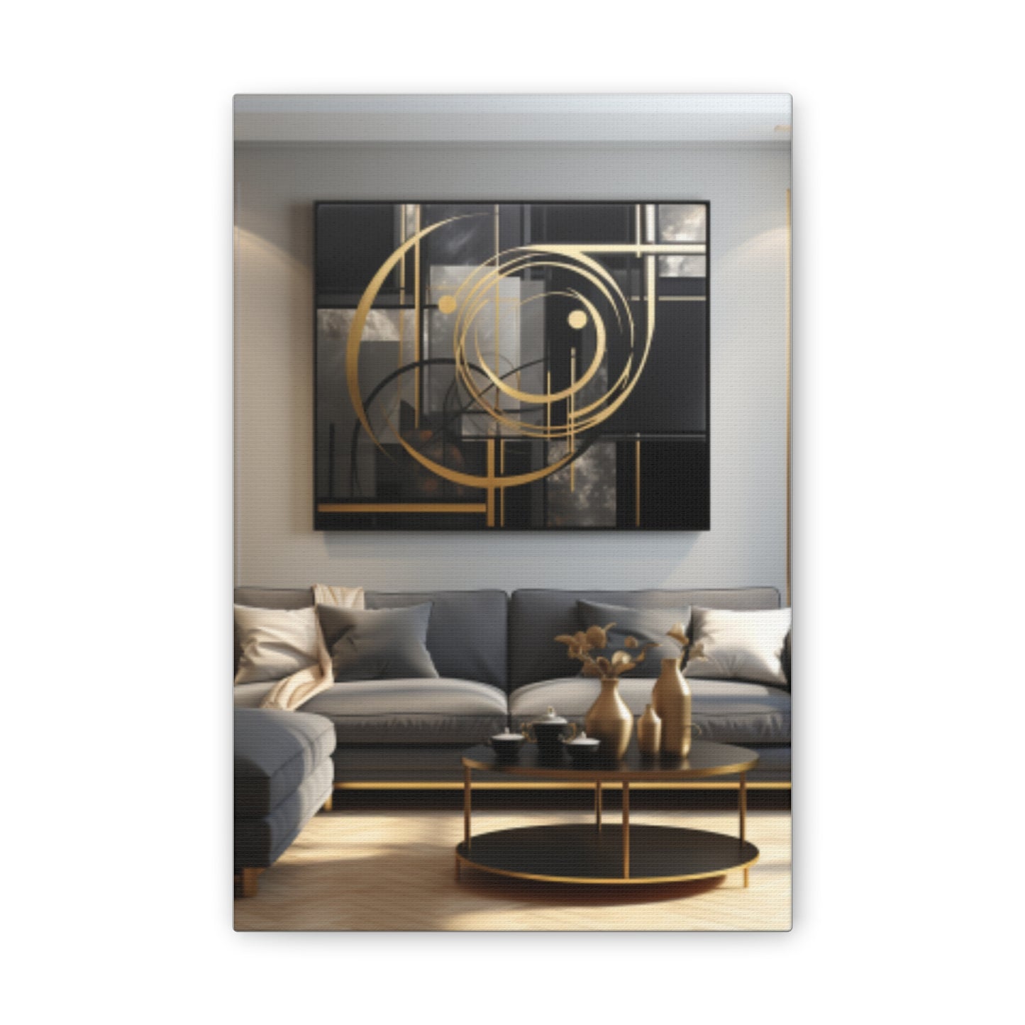 Gold and Black Elegance: A Symphony of Sophistication Canvas Print