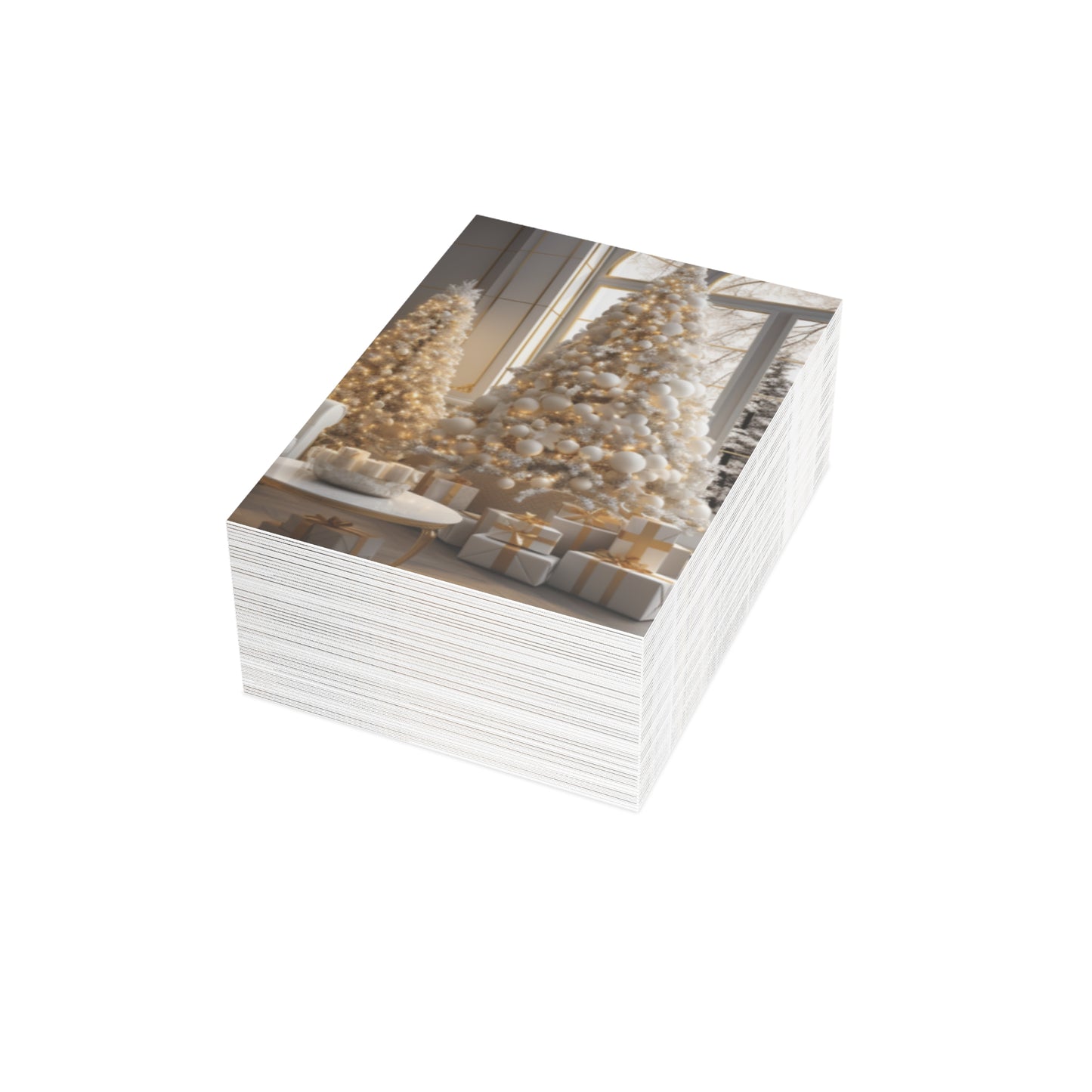 Elegance in Gold & White Christmas Notecards (1, 10, 30, and 50pcs)