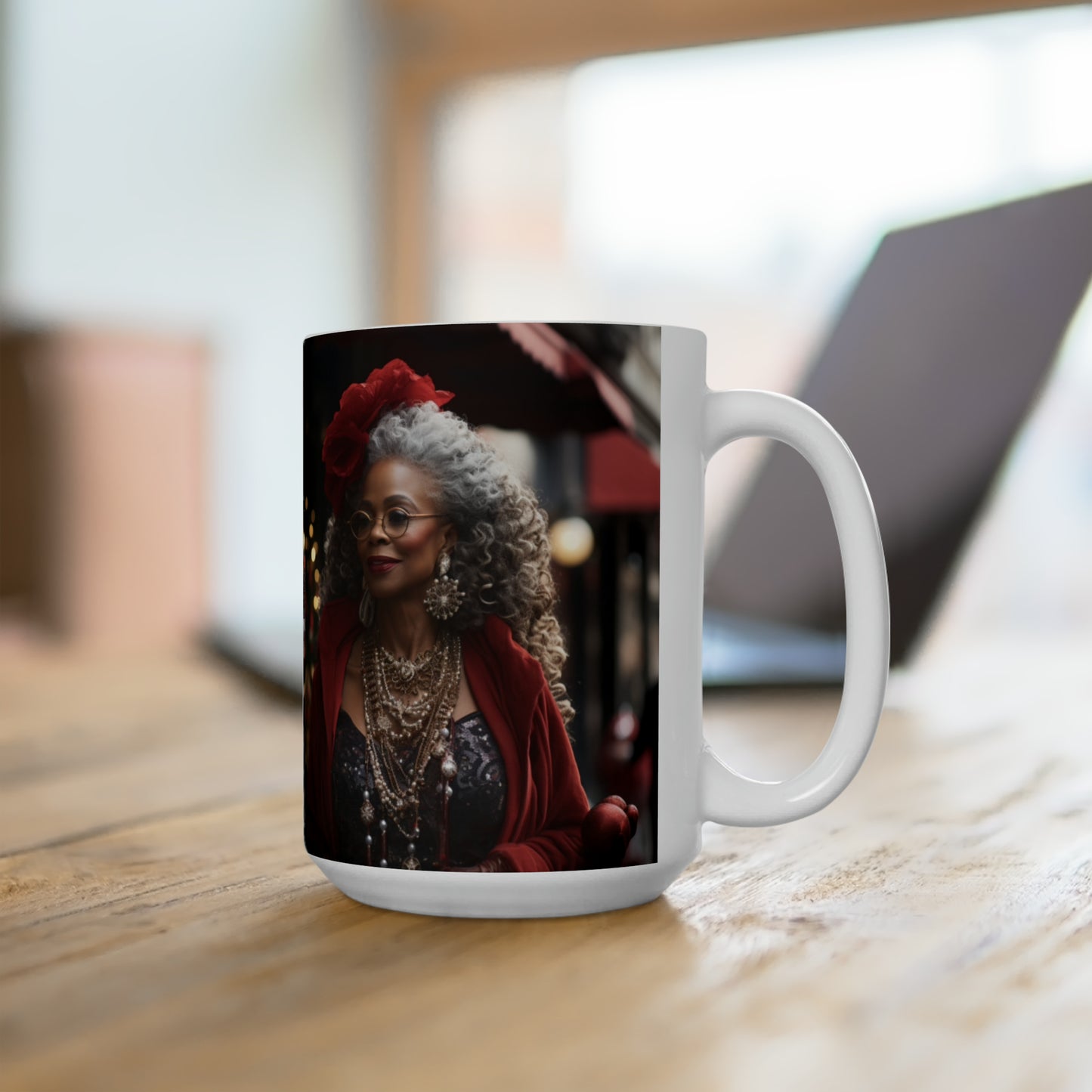 Queen Claus White Ceramic Holiday Mug 15oz