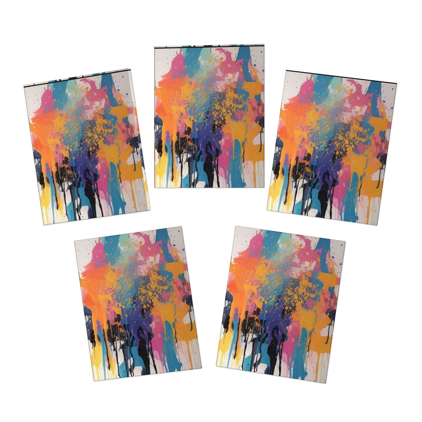 Elegance in Ink: Abstract Art Note Card Set(5-Pack)