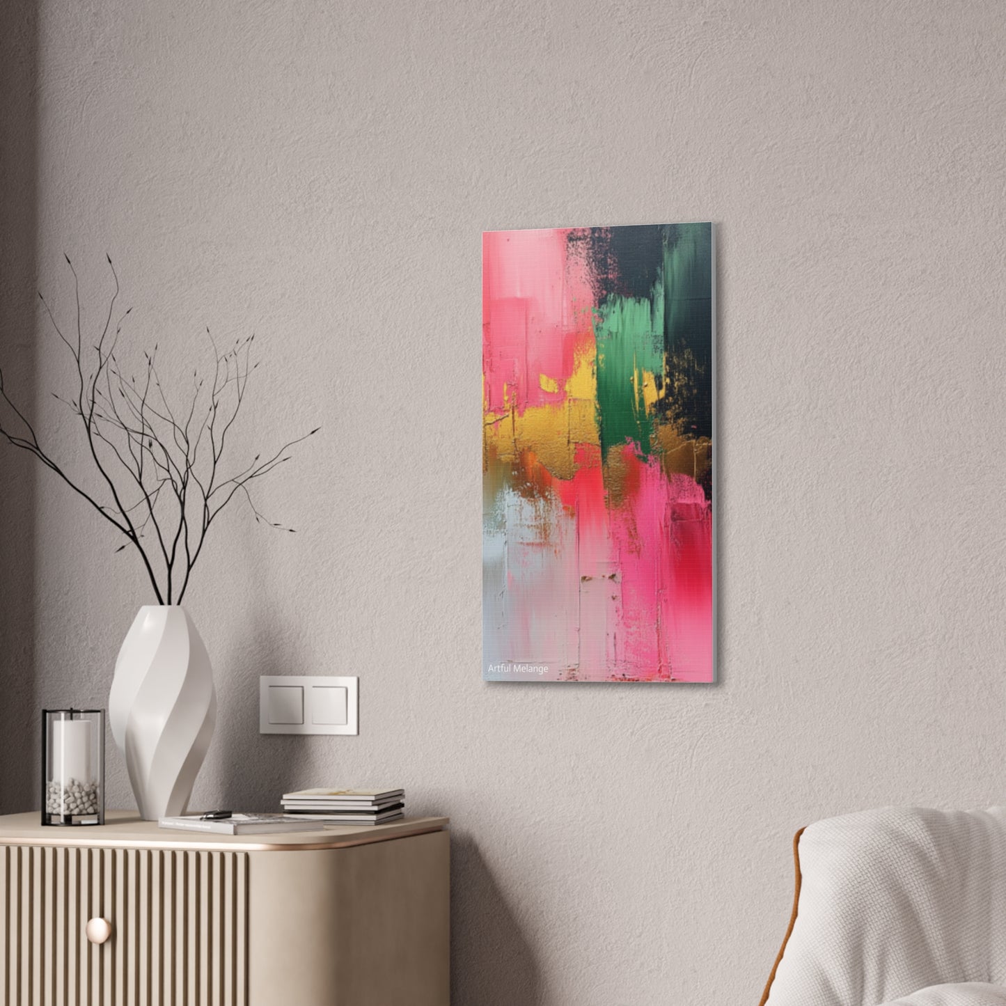 Acrylic Abstract Canvas Print - Homage to the Divine Nine/Pink Green Black and Gold 2