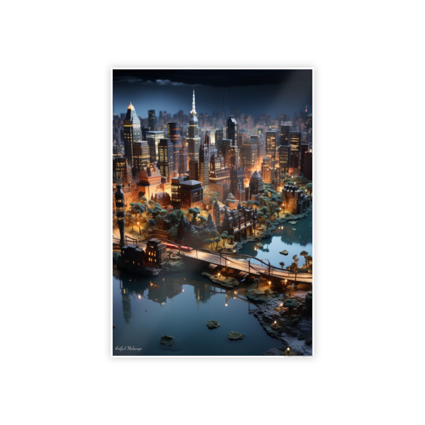 Skyline Vista: Hyper-Realistic 3D Cityscape Posters