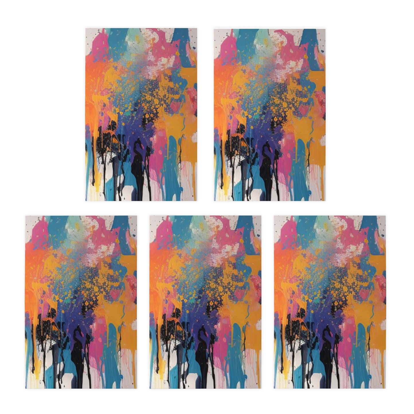 Elegance in Ink: Abstract Art Note Card Set(5-Pack)