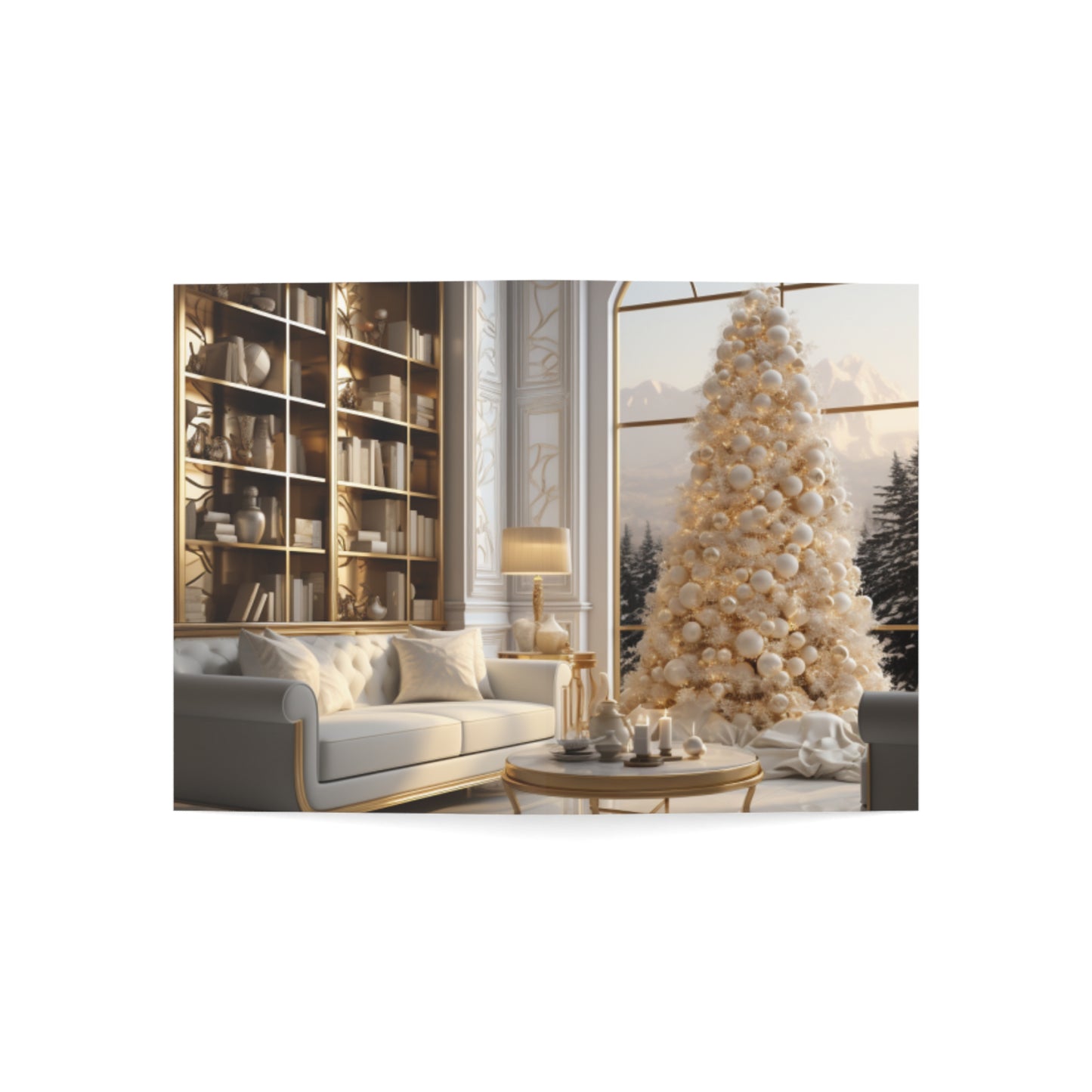 Elegance in Gold & White Christmas Notecards (1, 10, 30, and 50pcs)