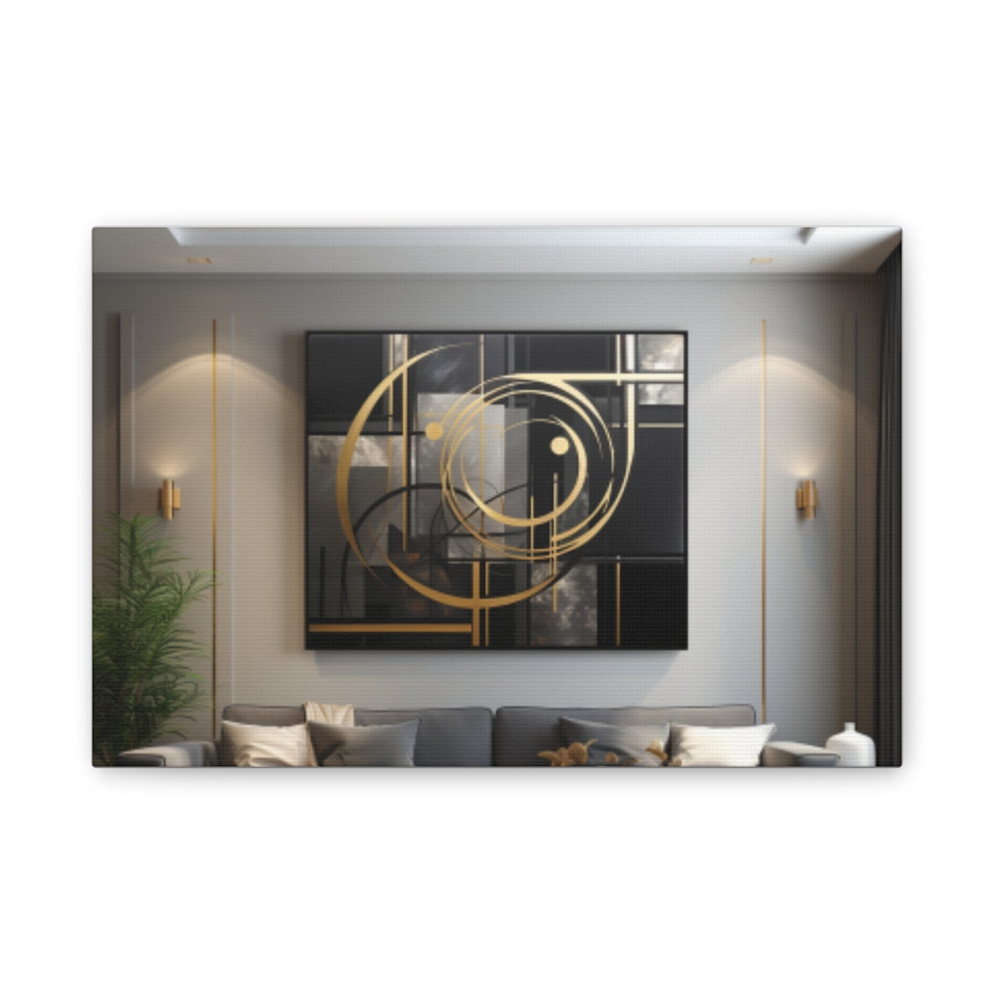 Gold and Black Elegance: A Symphony of Sophistication Canvas Print