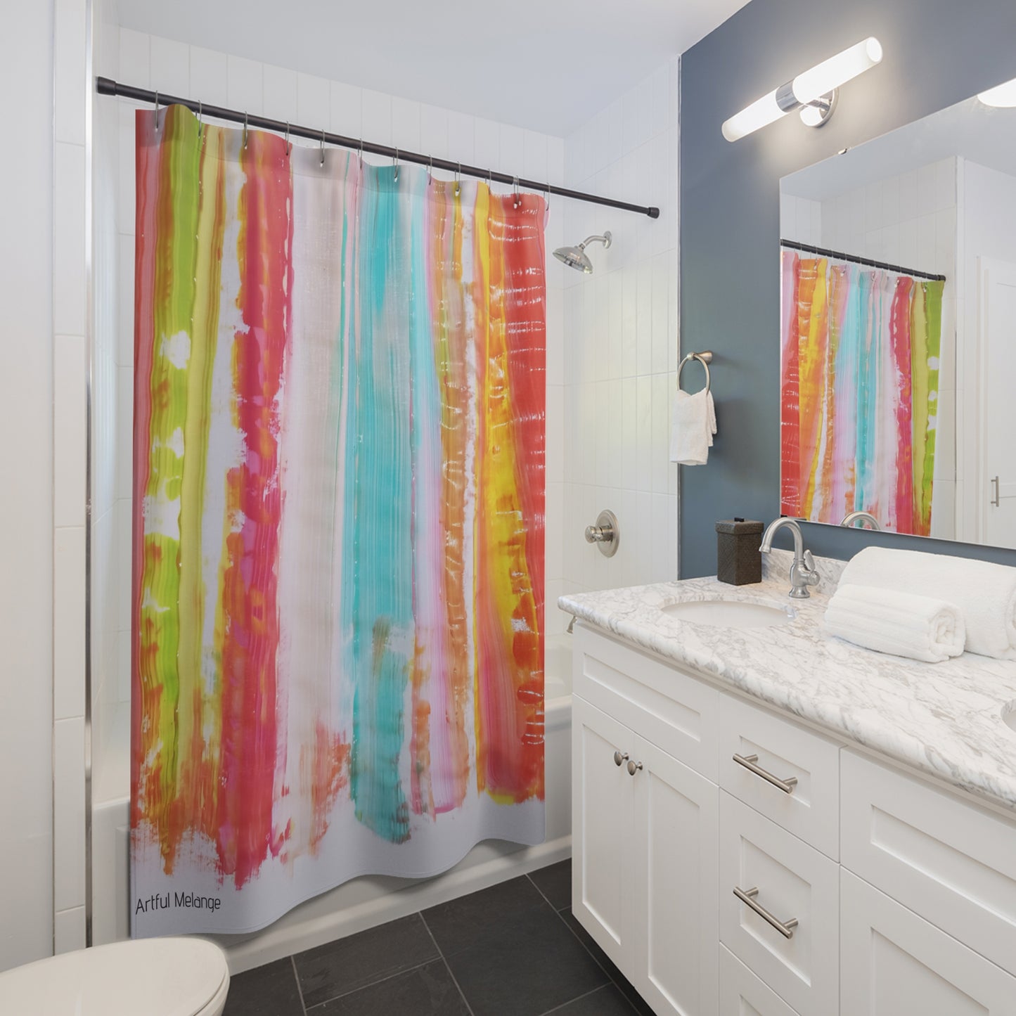 Canvas Cascade: Abstract Acrylic Art Shower Curtain Collection