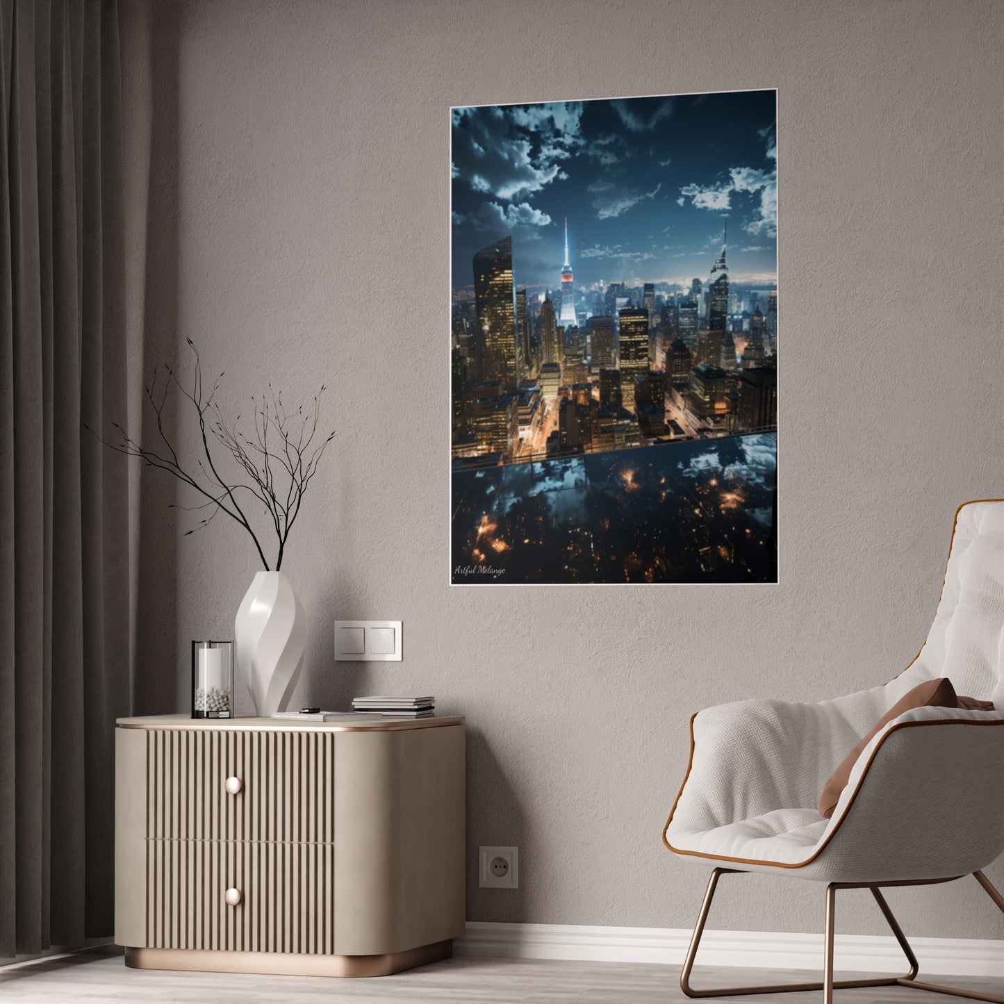 Skyline Vista: Hyper-Realistic 3D Cityscape Posters