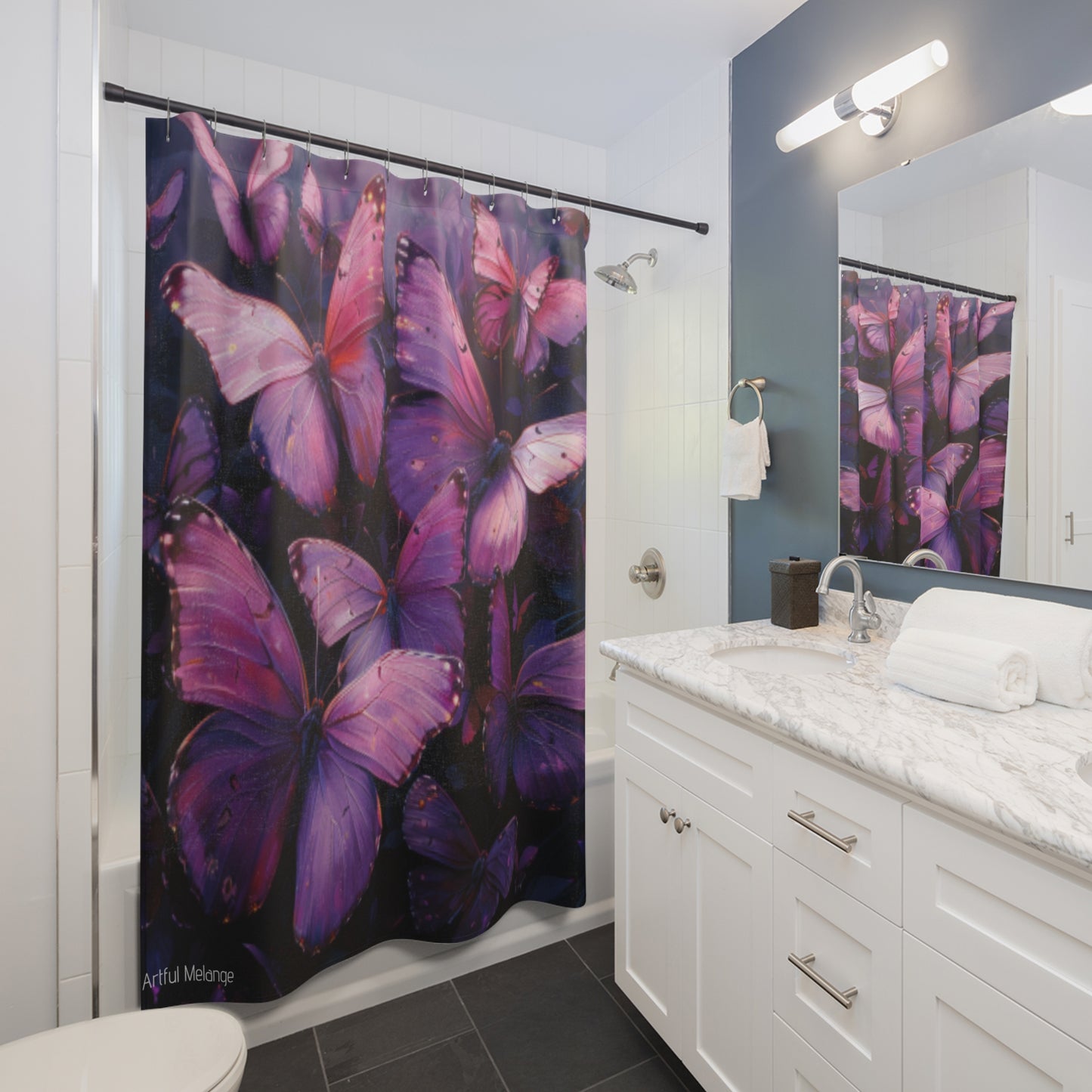 Fluttering Splendor Butterfly Shower Curtains