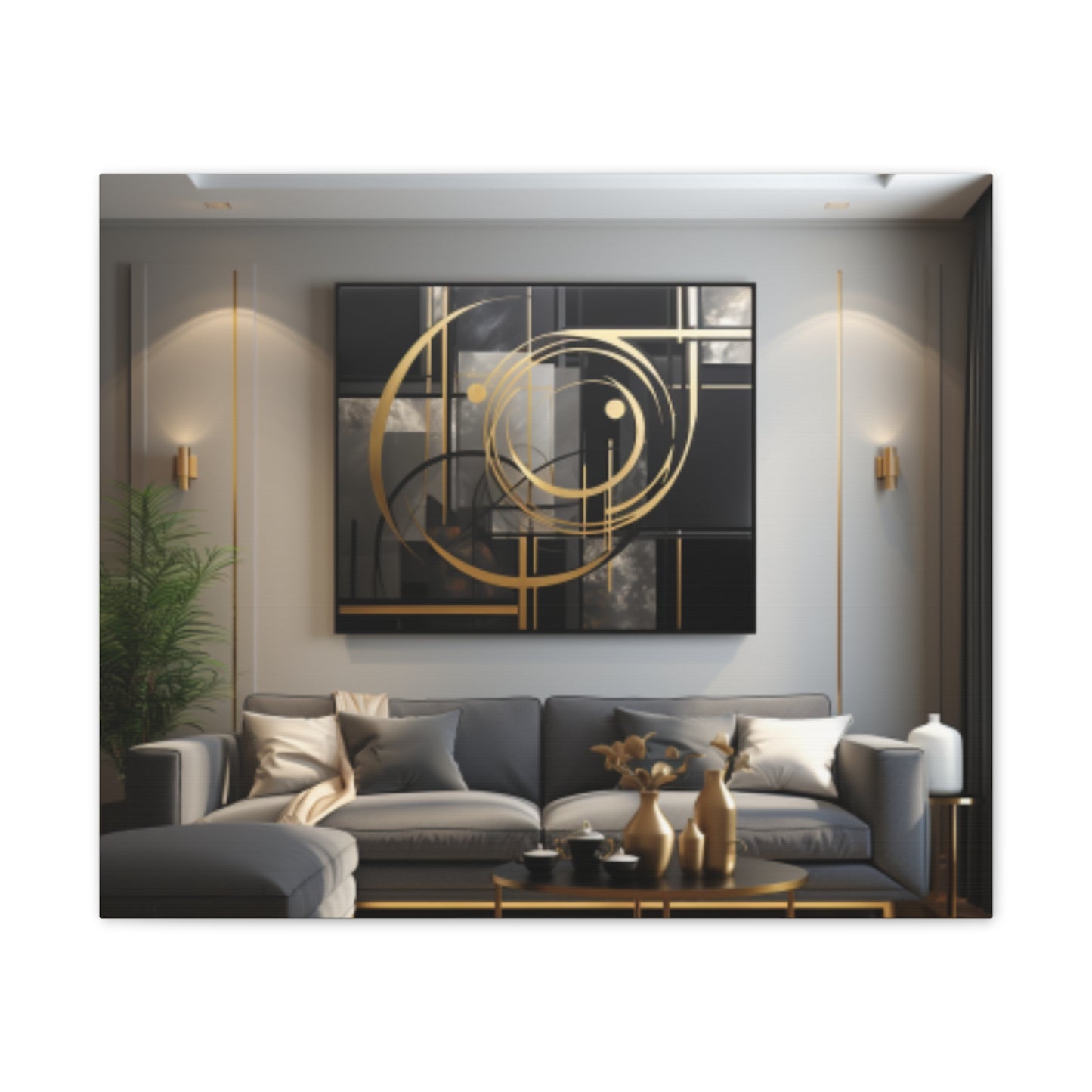 Gold and Black Elegance: A Symphony of Sophistication Canvas Print