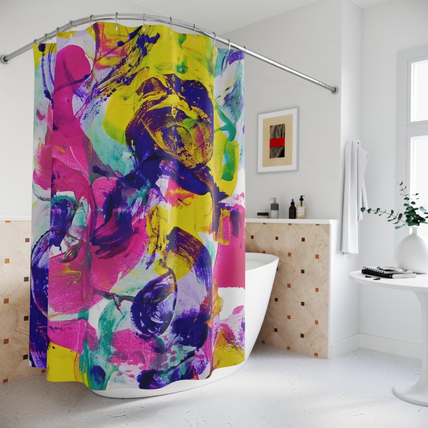 Canvas Cascade: Abstract Acrylic Art Shower Curtain Collection