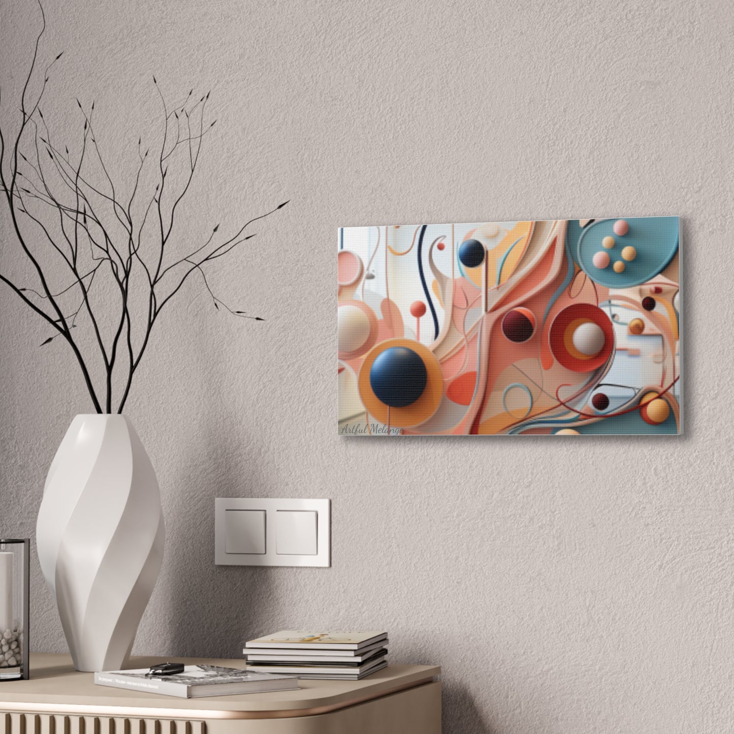 Harmony in Cyan and Peach- Graphic Print