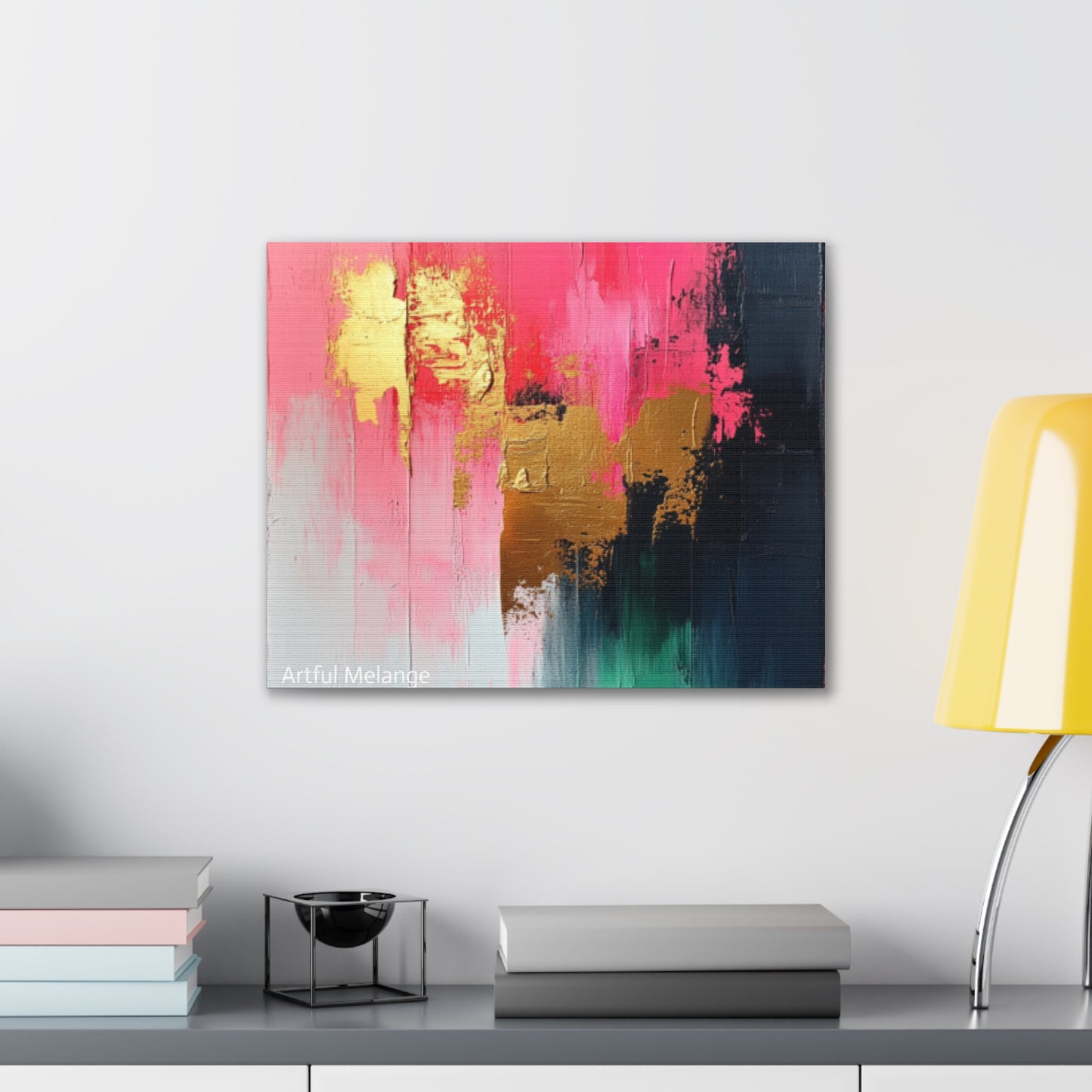 Acrylic Abstract Canvas Print - Homage to the Divine Nine/Pink Green Black and Gold 4