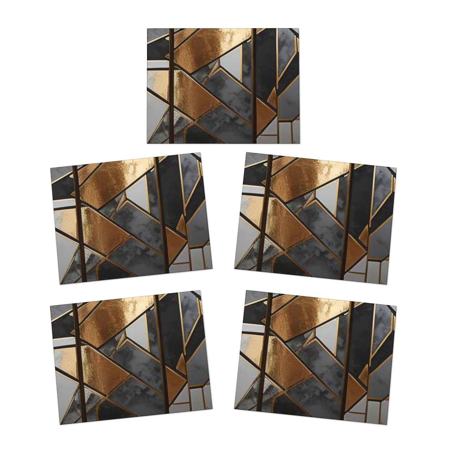 Elegance in Ink: Gold & Black Abstract Art Note Card Set(5-Pack)