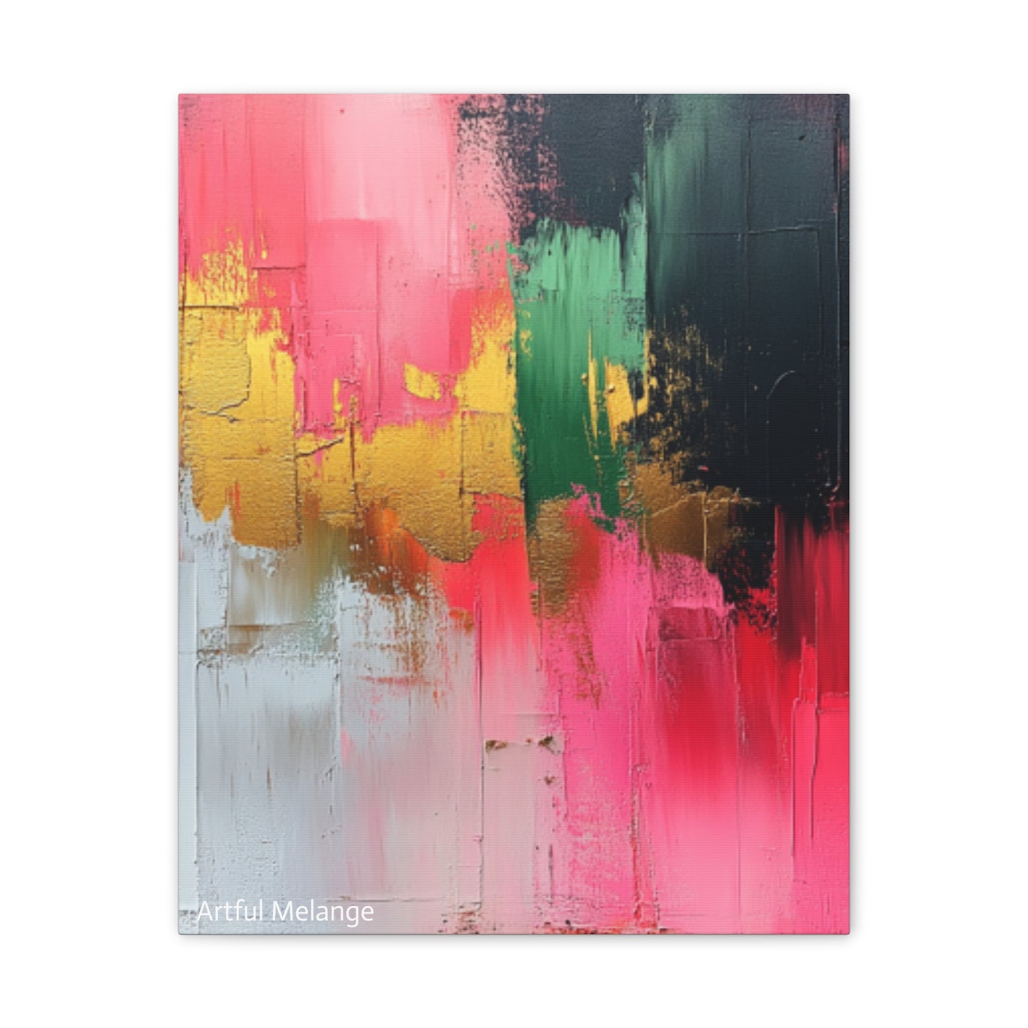 Acrylic Abstract Canvas Print - Homage to the Divine Nine/Pink Green Black and Gold 2