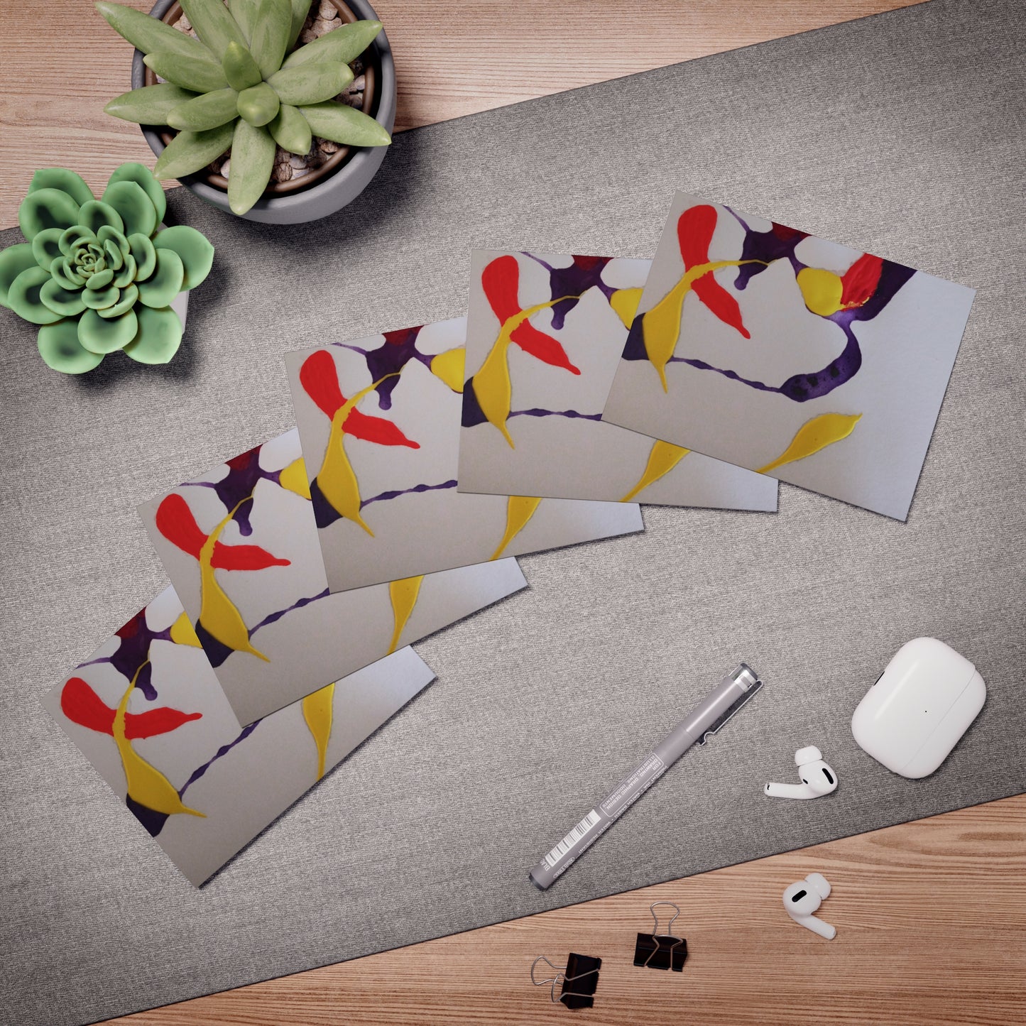 Elegance in Ink: Abstract Art Note Card Set(5-Pack)