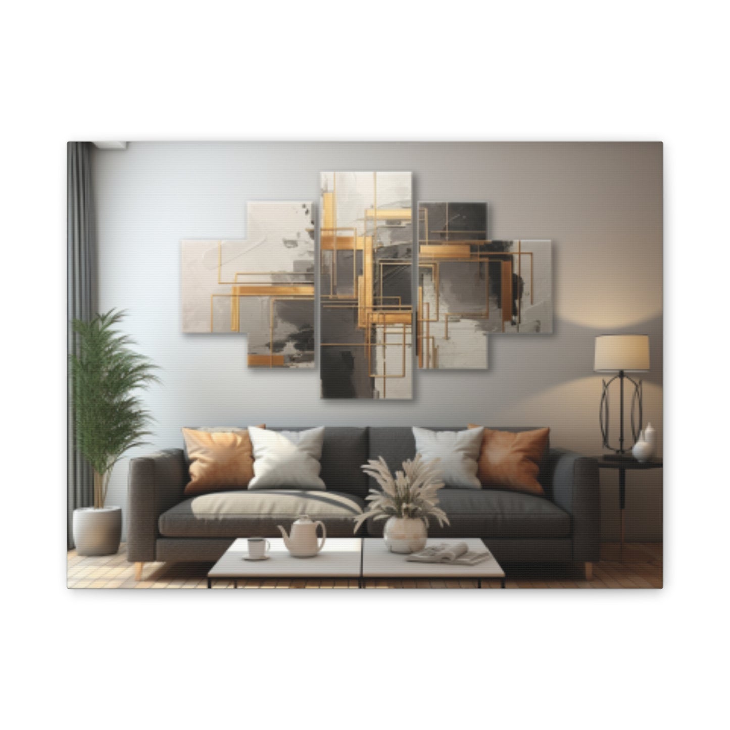 Gold and Black Elegance: A Symphony of Sophistication Canvas Print