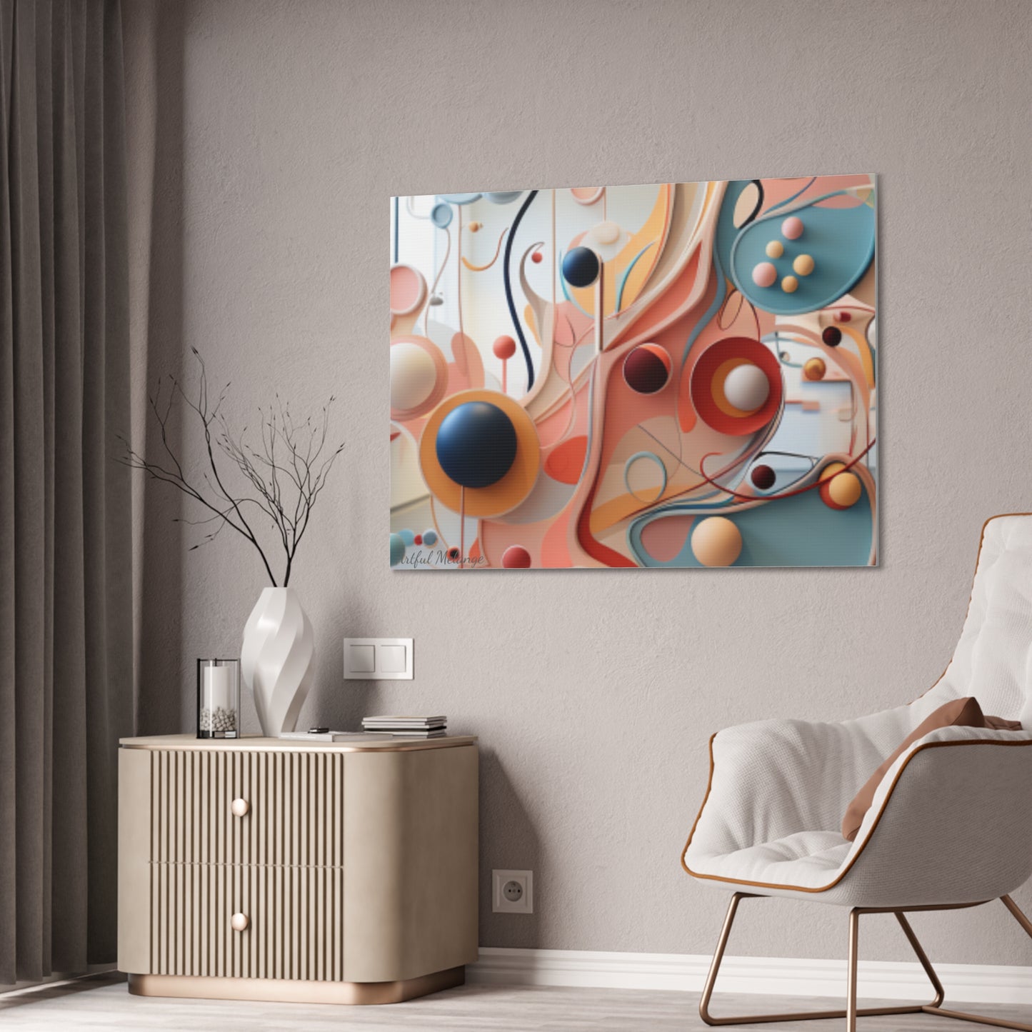Harmony in Cyan and Peach- Graphic Print
