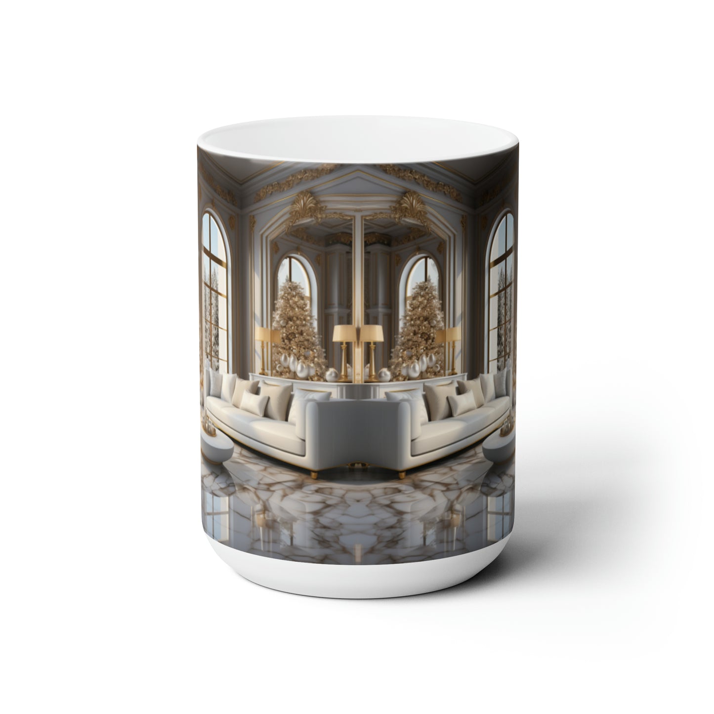Elegance in Gold & White Holiday Mug15oz