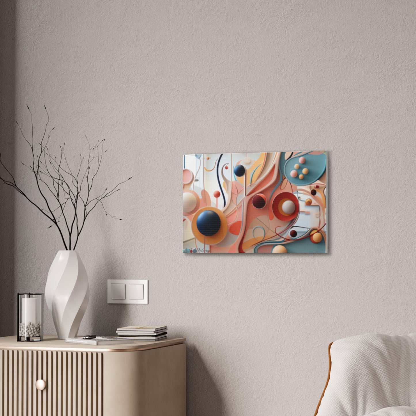 Harmony in Cyan and Peach- Graphic Print
