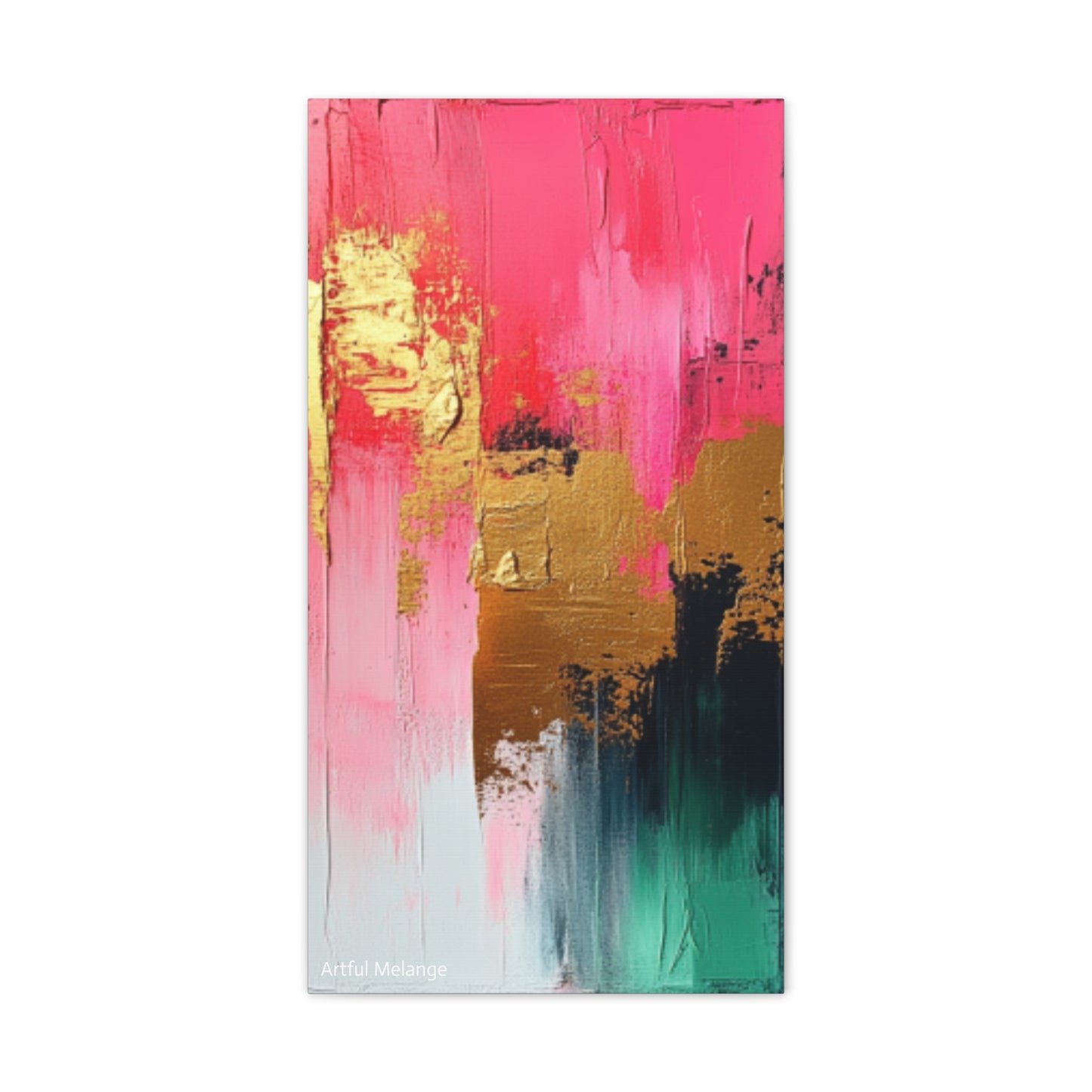 Acrylic Abstract Canvas Print - Homage to the Divine Nine/Pink Green Black and Gold 4