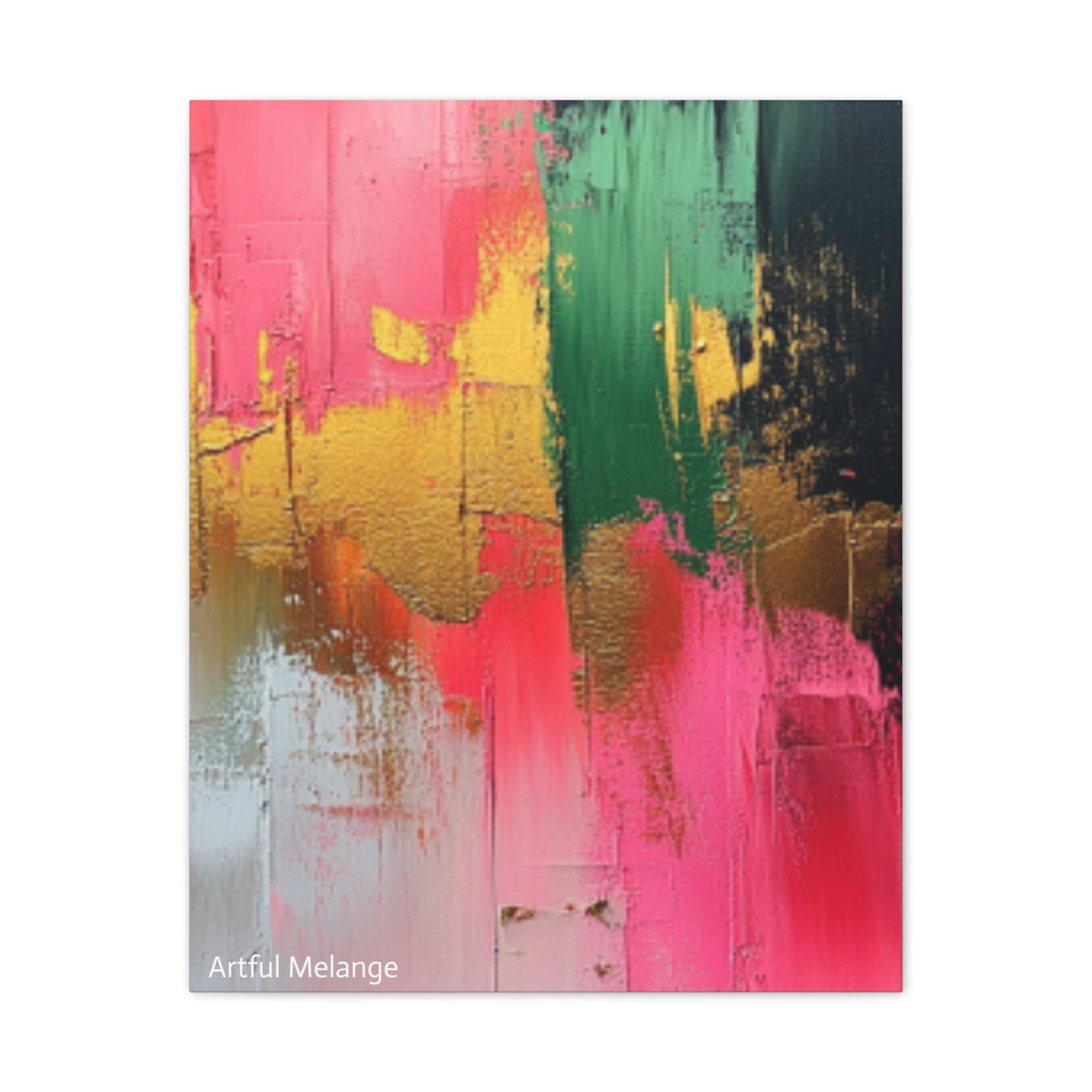 Acrylic Abstract Canvas Print - Homage to the Divine Nine/Pink Green Black and Gold 2