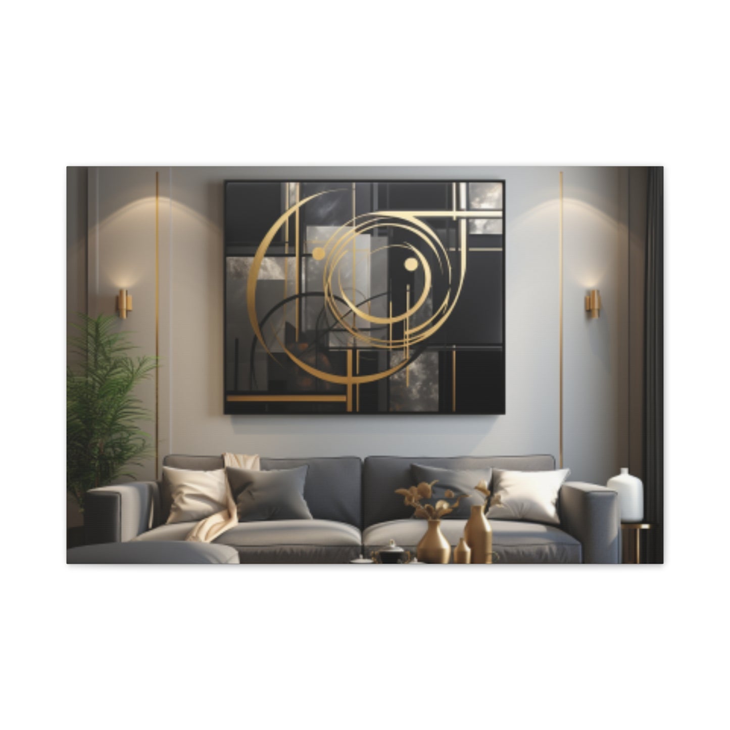 Gold and Black Elegance: A Symphony of Sophistication Canvas Print