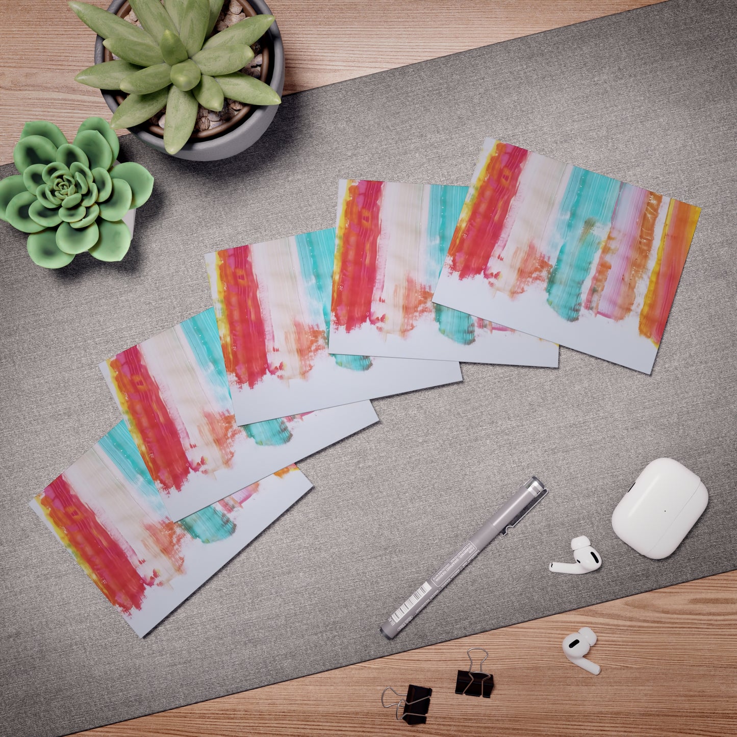 Elegance in Ink: Abstract Art Note Card Set(5-Pack)