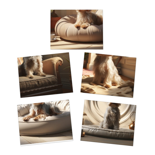 Paws of Authority: Yorkshire Terrier Notecards, Embodying Their Self-Assured Presence(5-Pack)