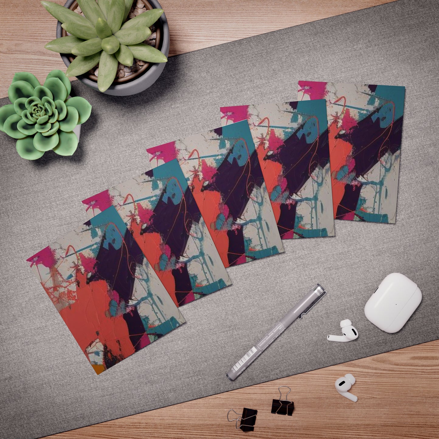 Elegance in Ink: Abstract Art Note Card Set(5-Pack)