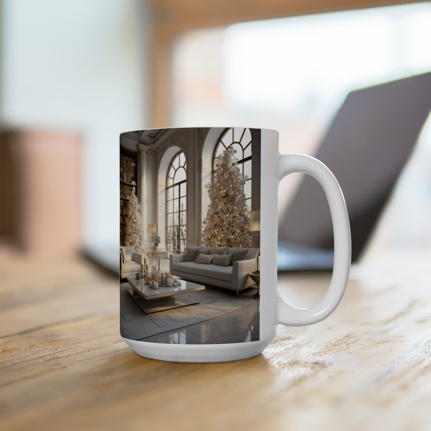 Elegance in Gold & White Holiday Mug15oz