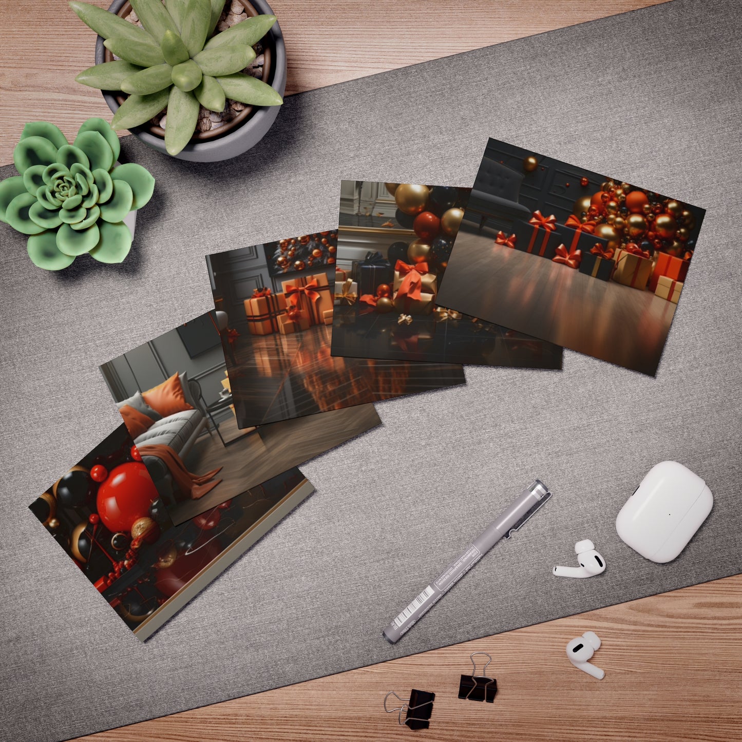 Euphoric Elegance: Vibrant Holiday Greeting Card Set (5-Pack)
