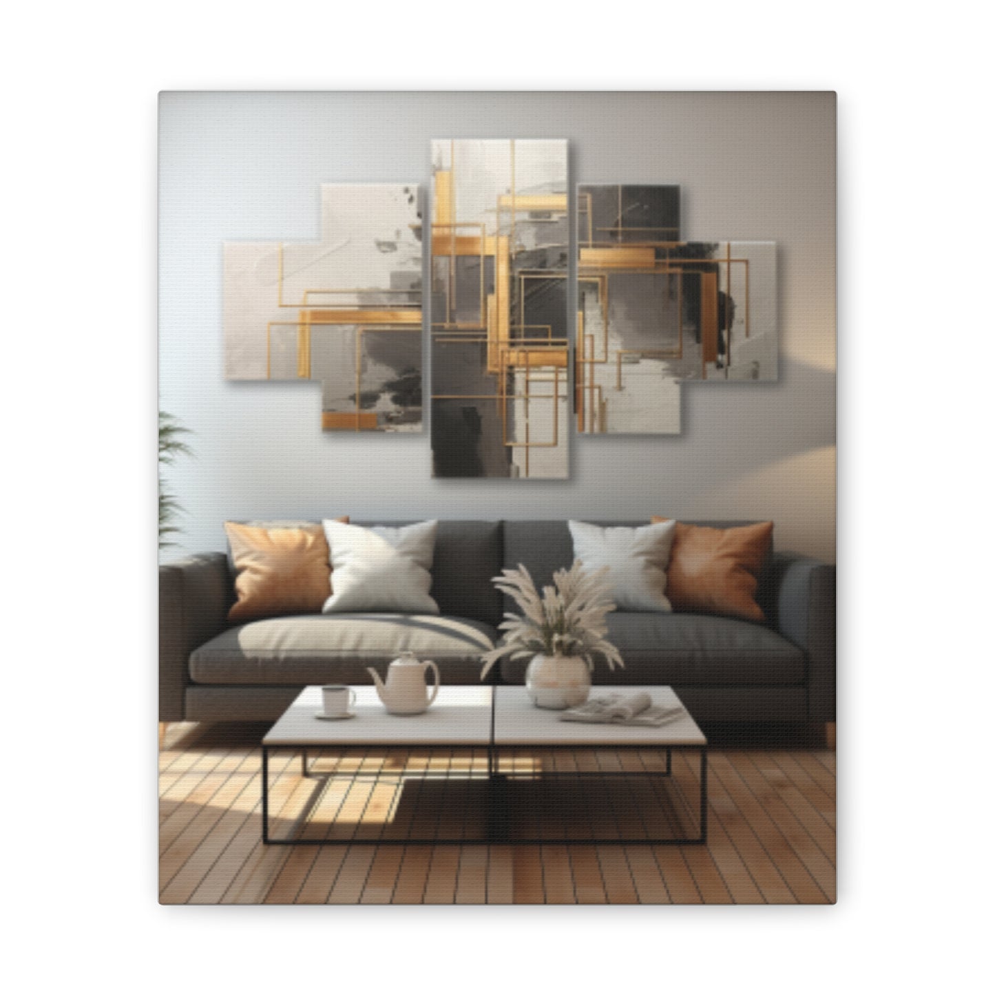 Gold and Black Elegance: A Symphony of Sophistication Canvas Print