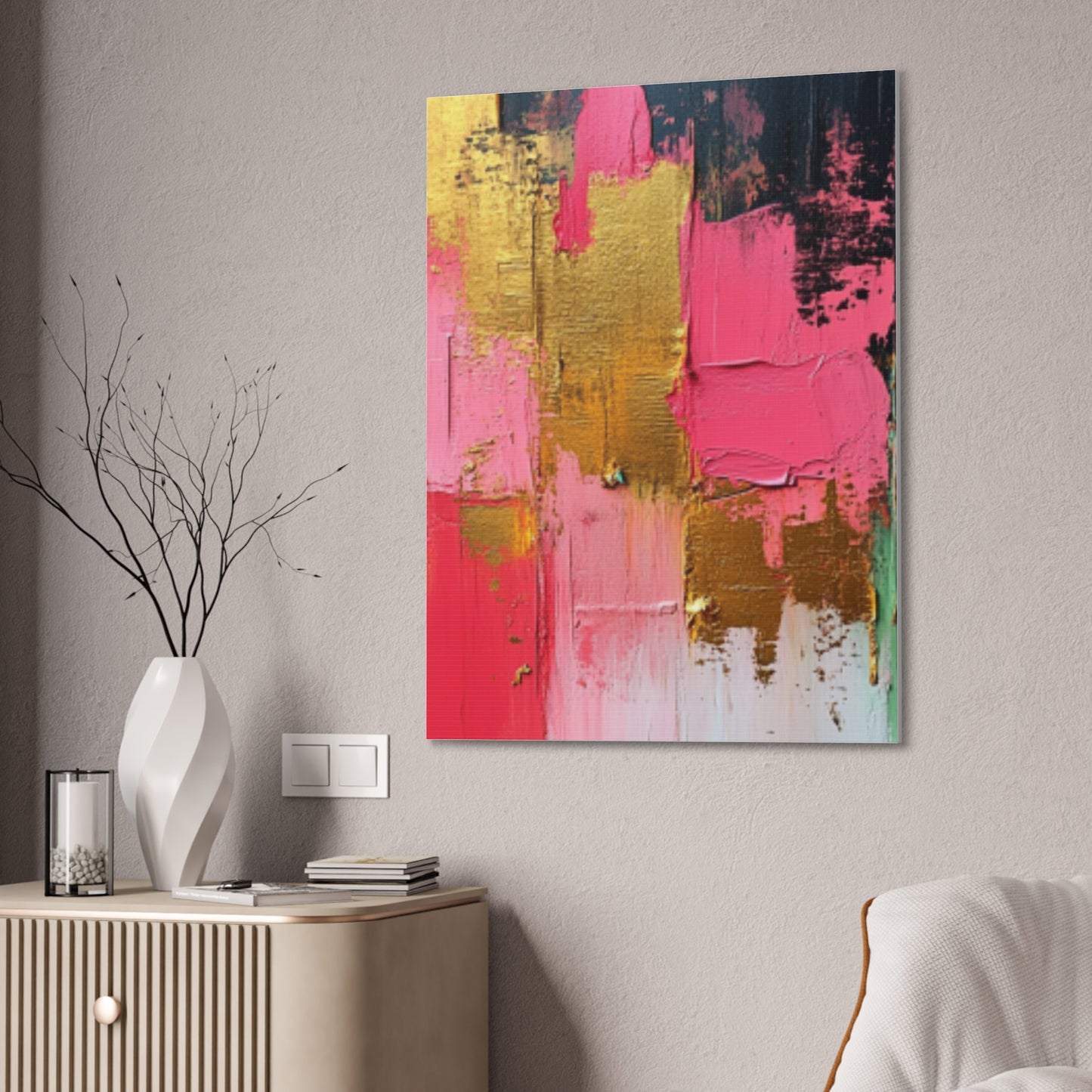 Acrylic Abstract Canvas Print - Homage to the Divine Nine/Pink Green Black and Gold 3
