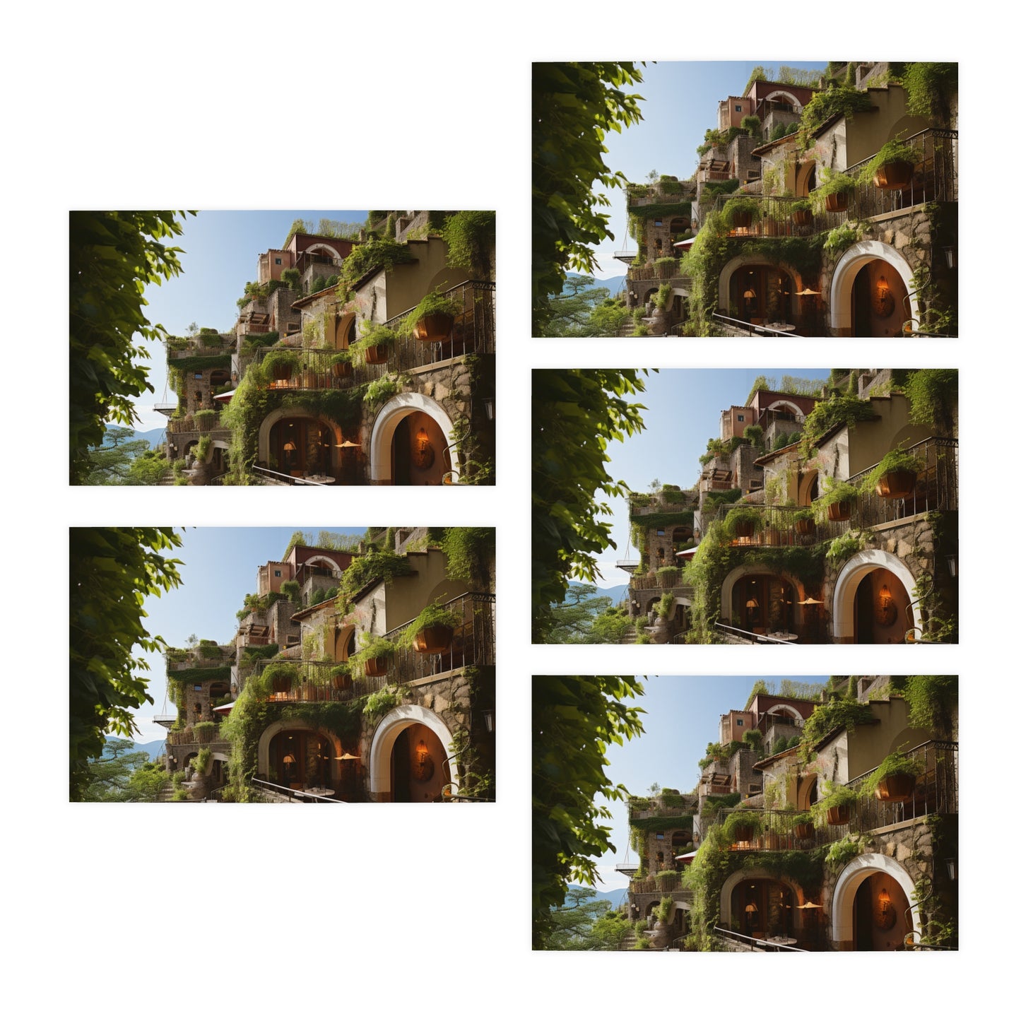Italian Hillside Scene Design Note Cards (5-Pack)