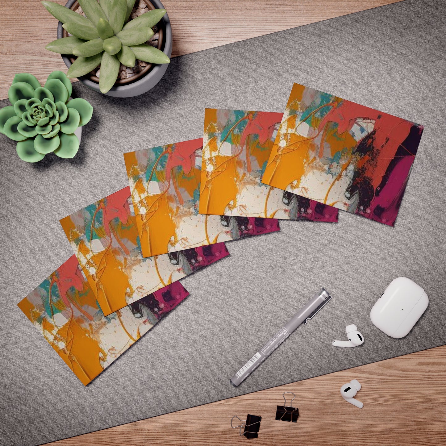 Elegance in Ink: Abstract Art Note Card Set(5-Pack)