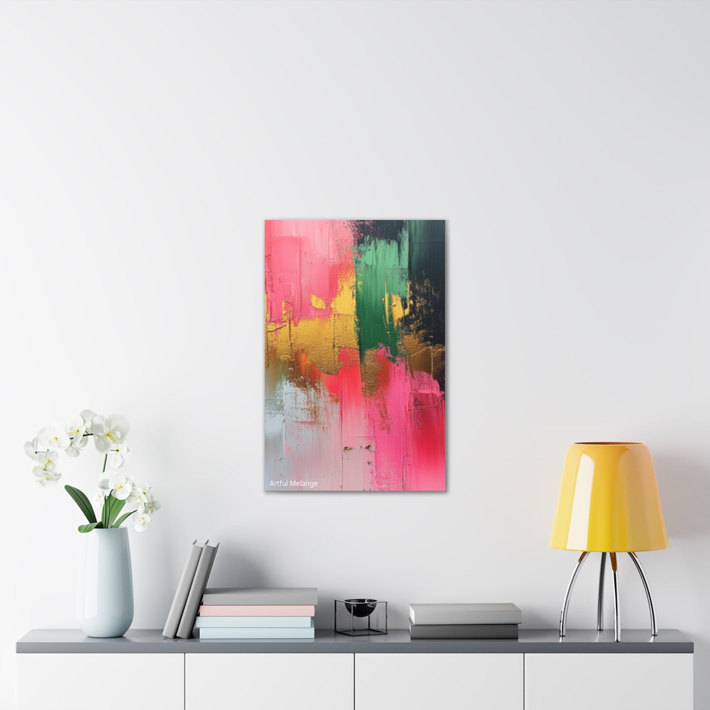 Acrylic Abstract Canvas Print - Homage to the Divine Nine/Pink Green Black and Gold 2