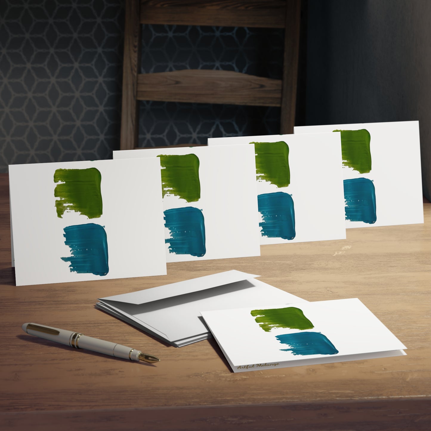 Elegance in Ink: Abstract Art Note Card Set(5-Pack)
