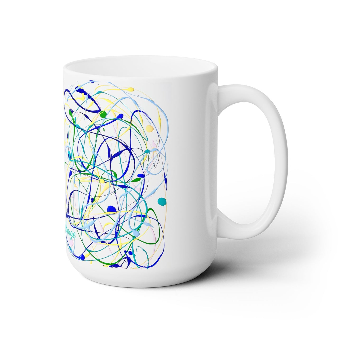 Artsy Abstract Ceramic Mug Blue 15oz