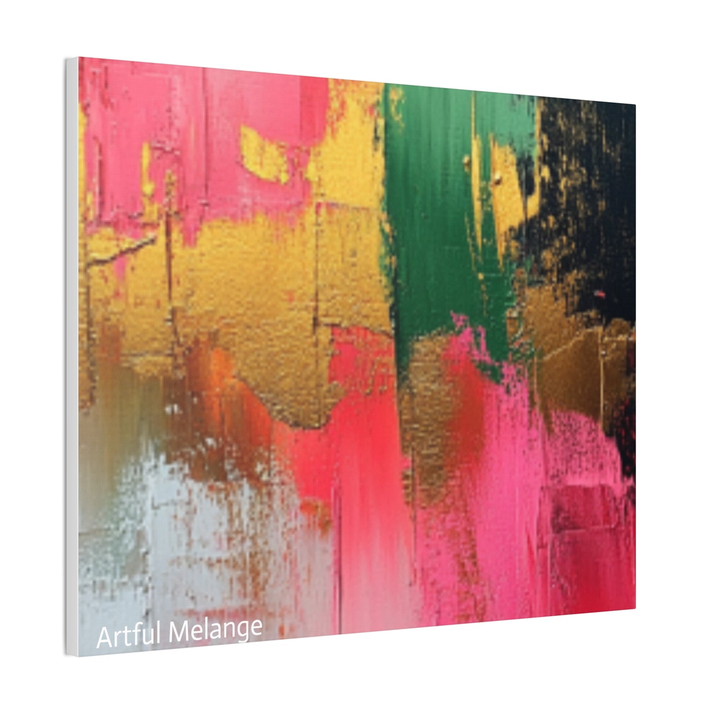 Acrylic Abstract Canvas Print - Homage to the Divine Nine/Pink Green Black and Gold 2