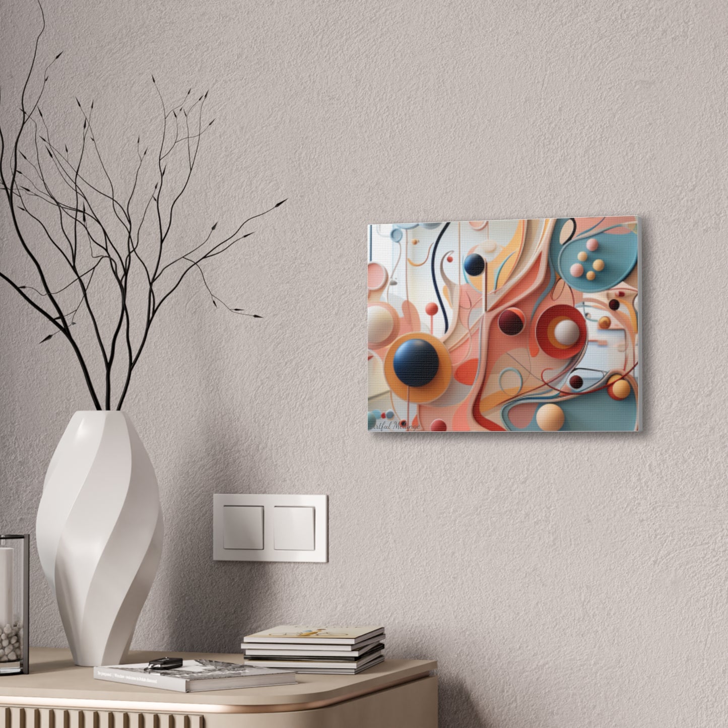 Harmony in Cyan and Peach- Graphic Print