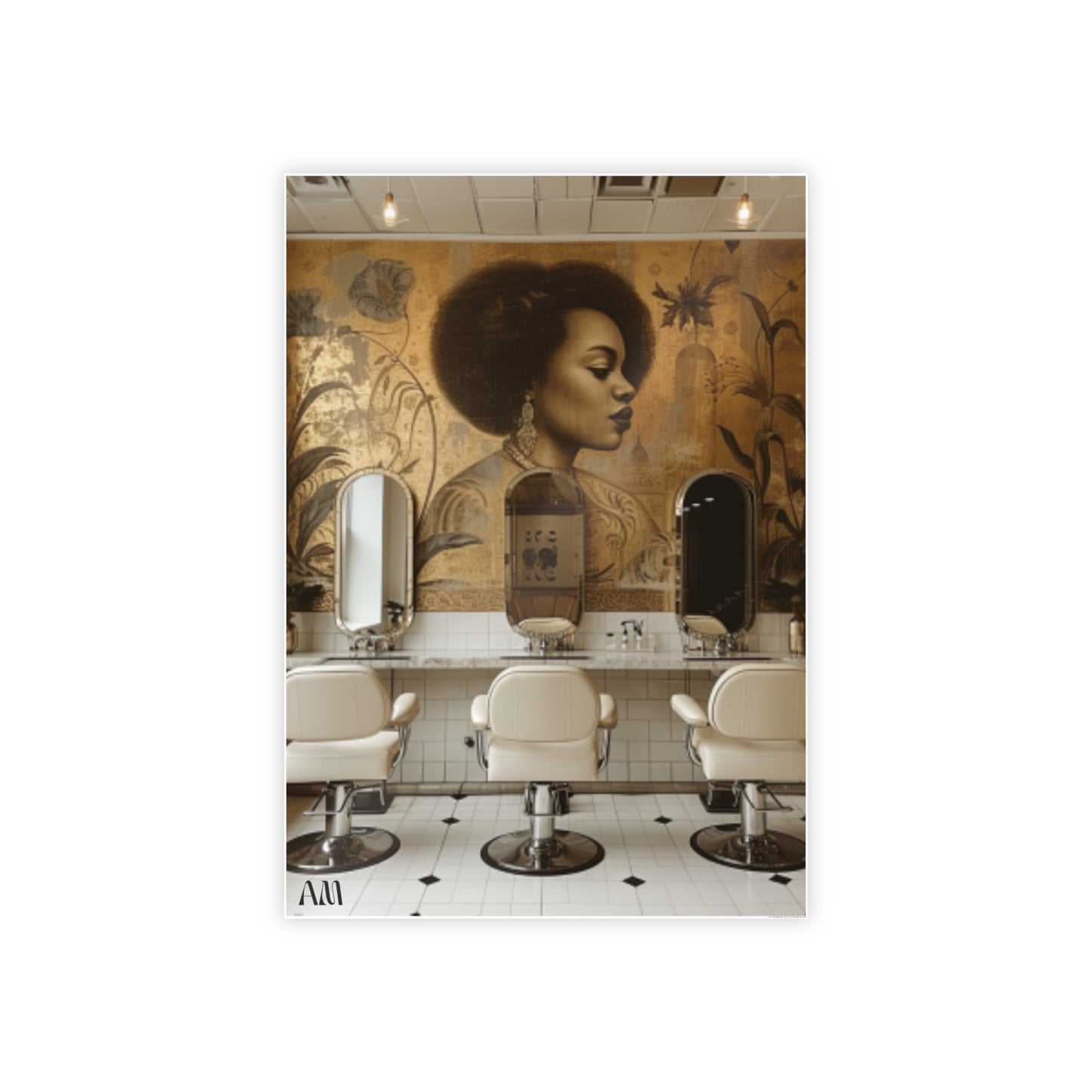 Black Hair Salon Interiors: Poster Prints Celebrating Style