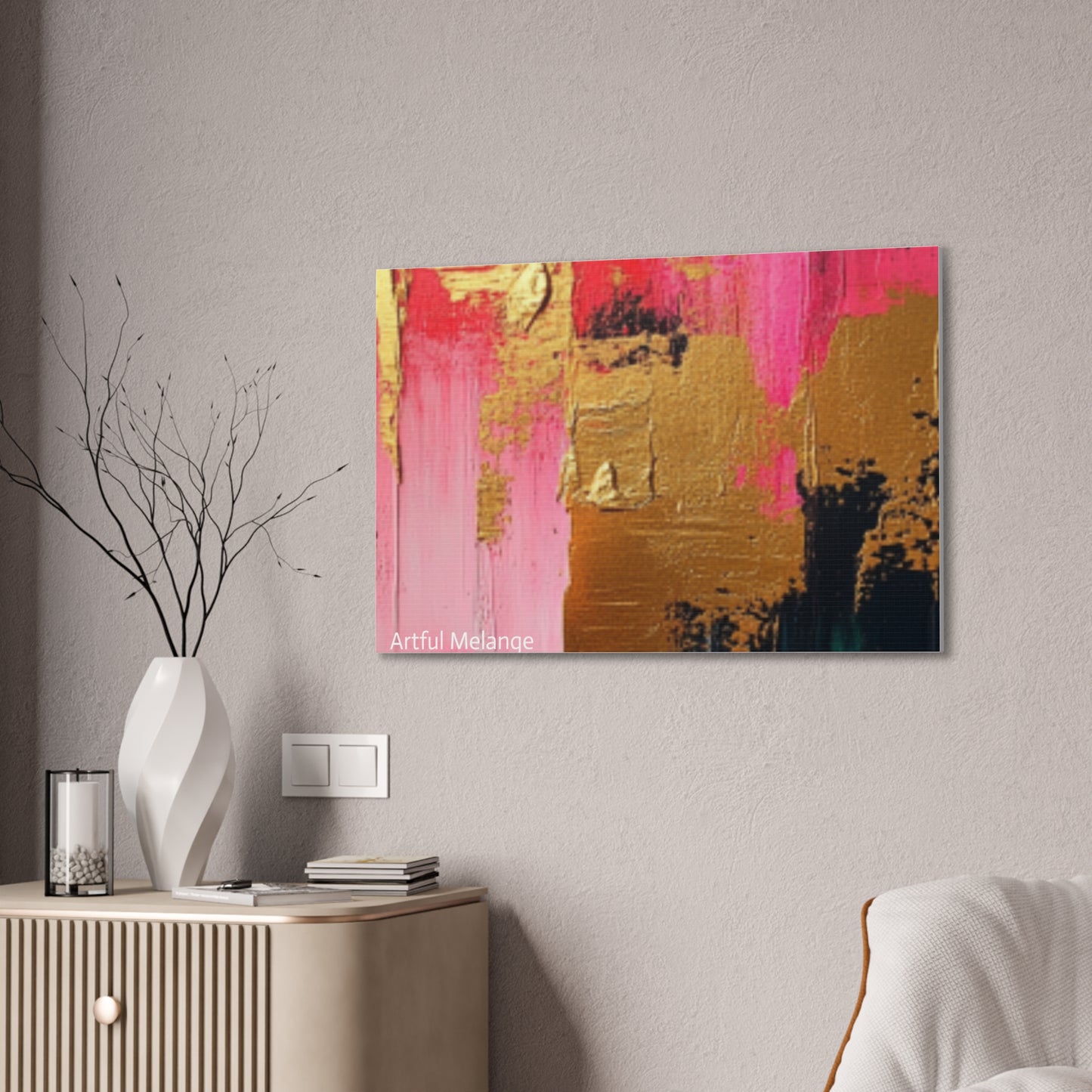 Acrylic Abstract Canvas Print - Homage to the Divine Nine/Pink Green Black and Gold 4