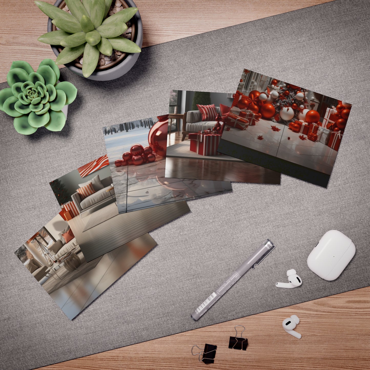 Euphoric Elegance: Vibrant Holiday Greeting Card Set (5-Pack)