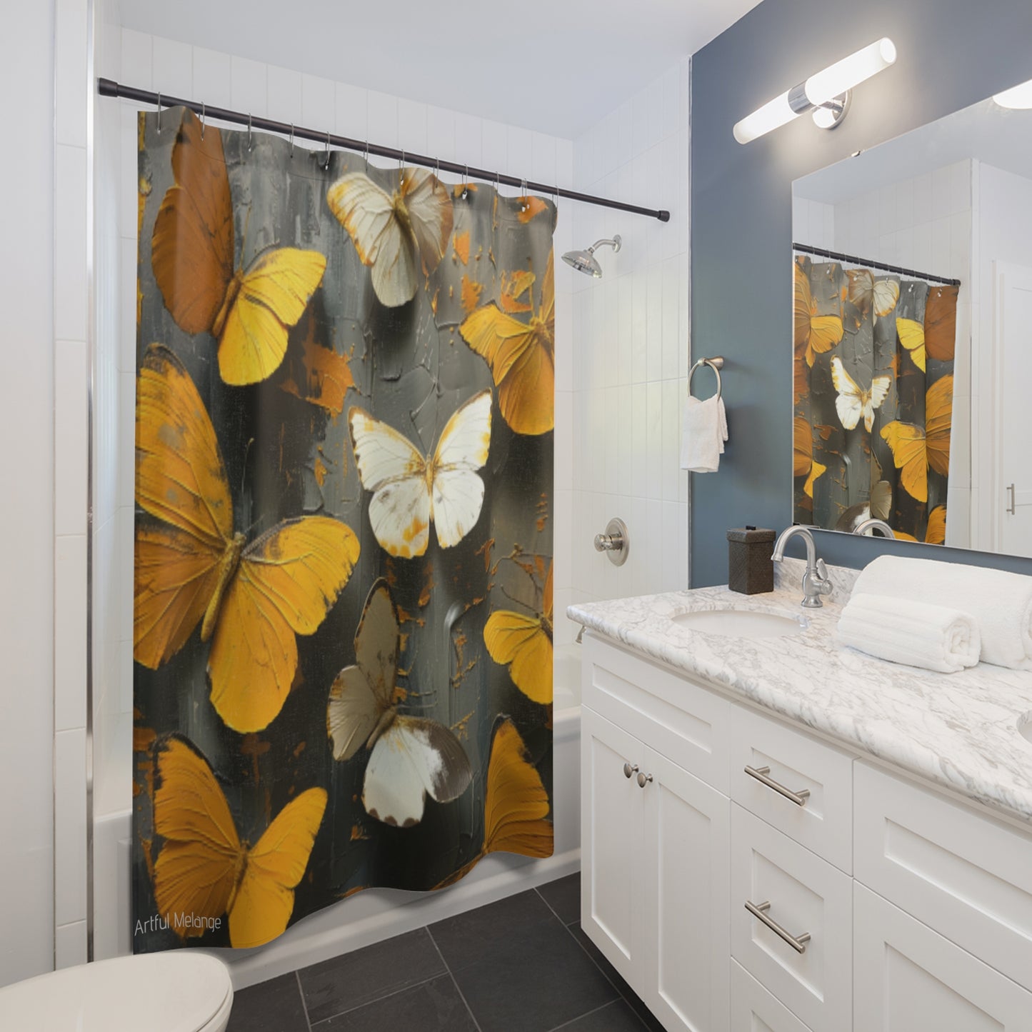 Fluttering Splendor Butterfly Shower Curtains
