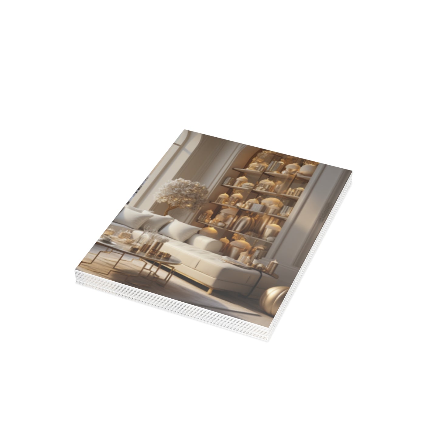 Elegance in Gold & White Christmas Notecards (1, 10, 30, and 50pcs)