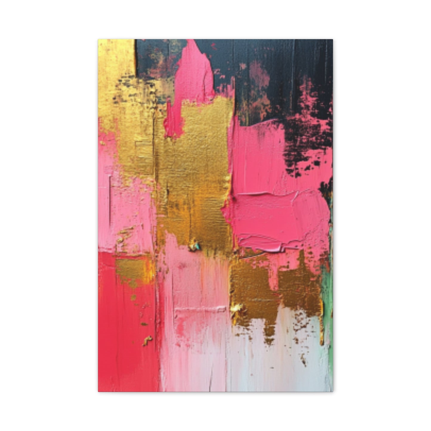 Acrylic Abstract Canvas Print - Homage to the Divine Nine/Pink Green Black and Gold 3